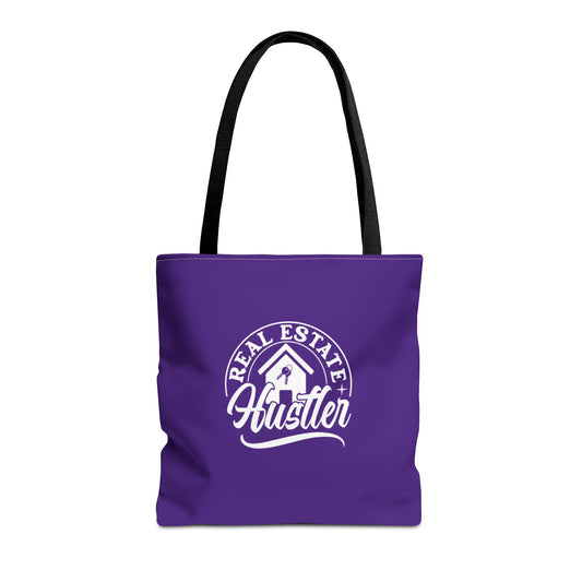 Real Estate Hustler Real Estate Investor Two-Sided Purple Tote Bag with Custom Phone Number