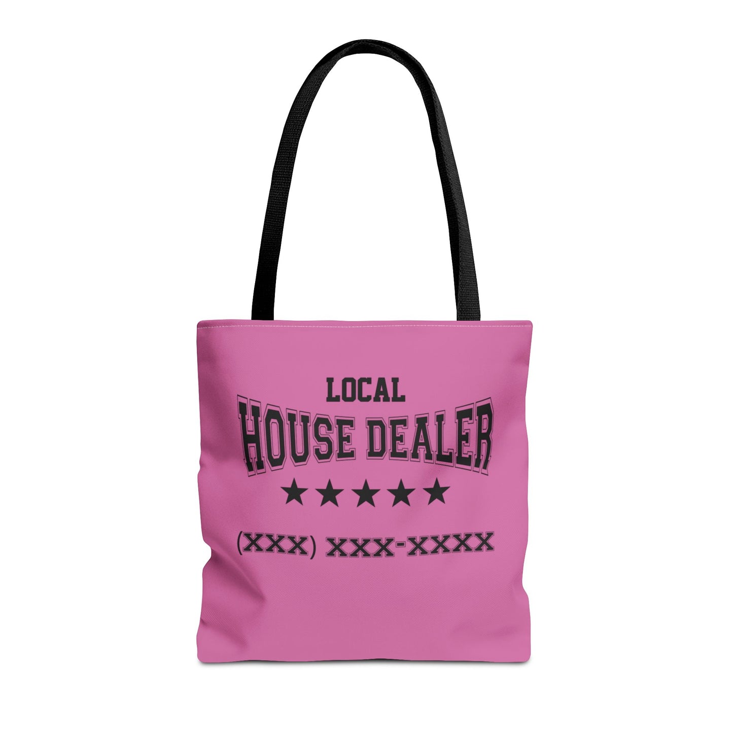 Local Five Star House Dealer Real Estate Investor Two-Sided Pink Tote Bag with Custom Phone Number