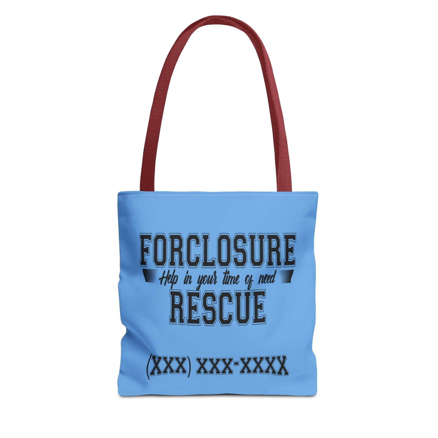 Foreclosure Rescue Real Estate Investor Two-Sided Blue Tote Bag with Custom Phone Number