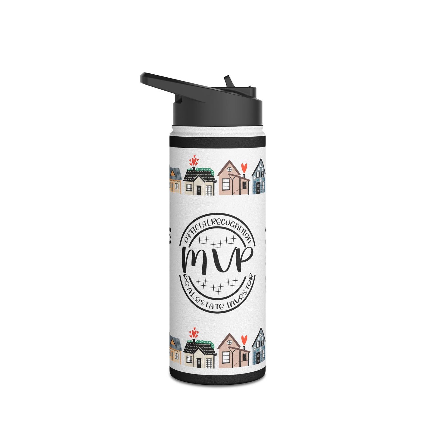 I can't Thank You Enough MVP Real Estate Investor Houses Stainless Steel Water Bottle, Standard Lid Thank You, Appreciation Gift for Private Money Lenders, Partners and Real Estate Investor Supporters