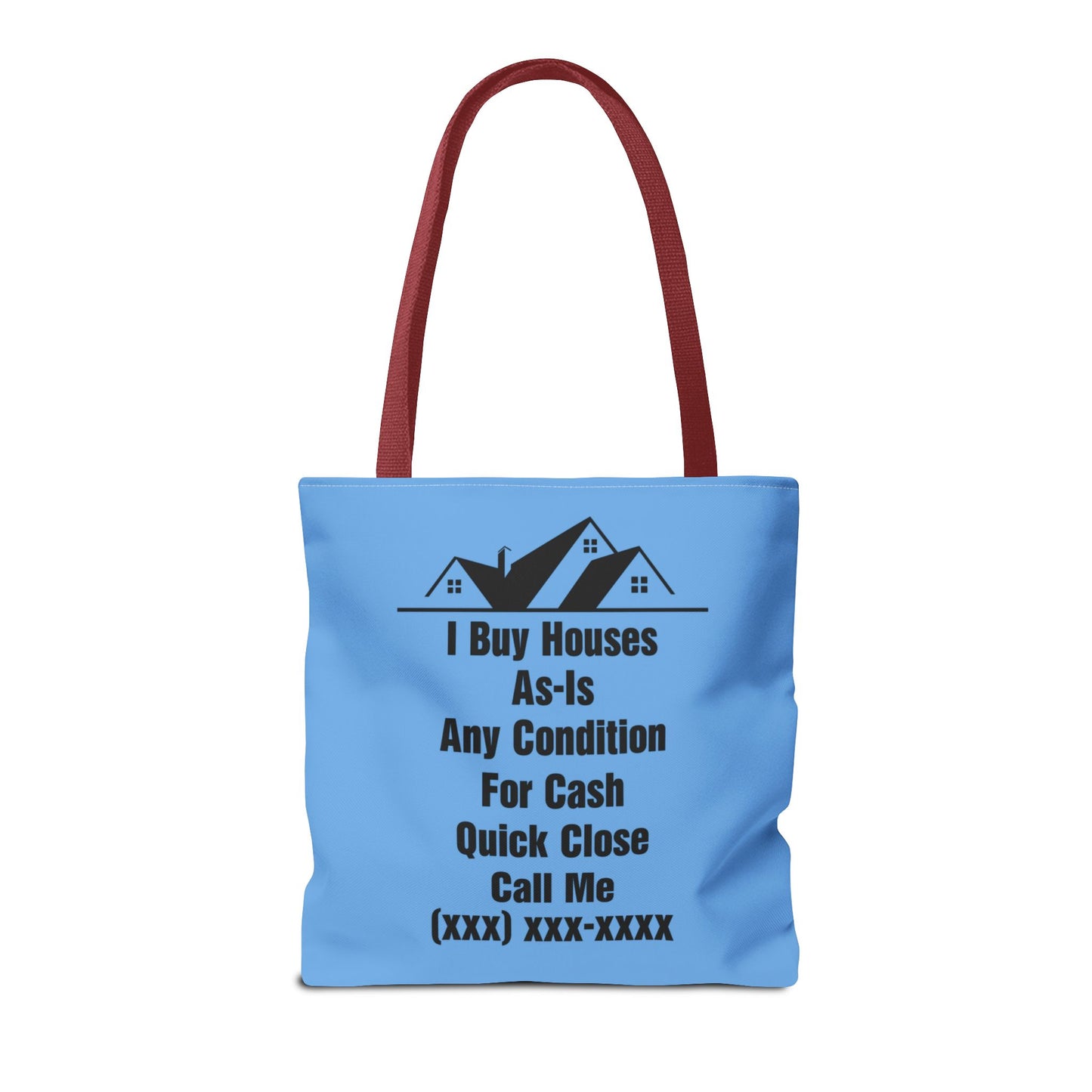 Warning I'm Known to Spontaneously Talk About Real Estate Investing Real Estate Investor Two-Sided Blue Tote Bag with Custom Phone Number