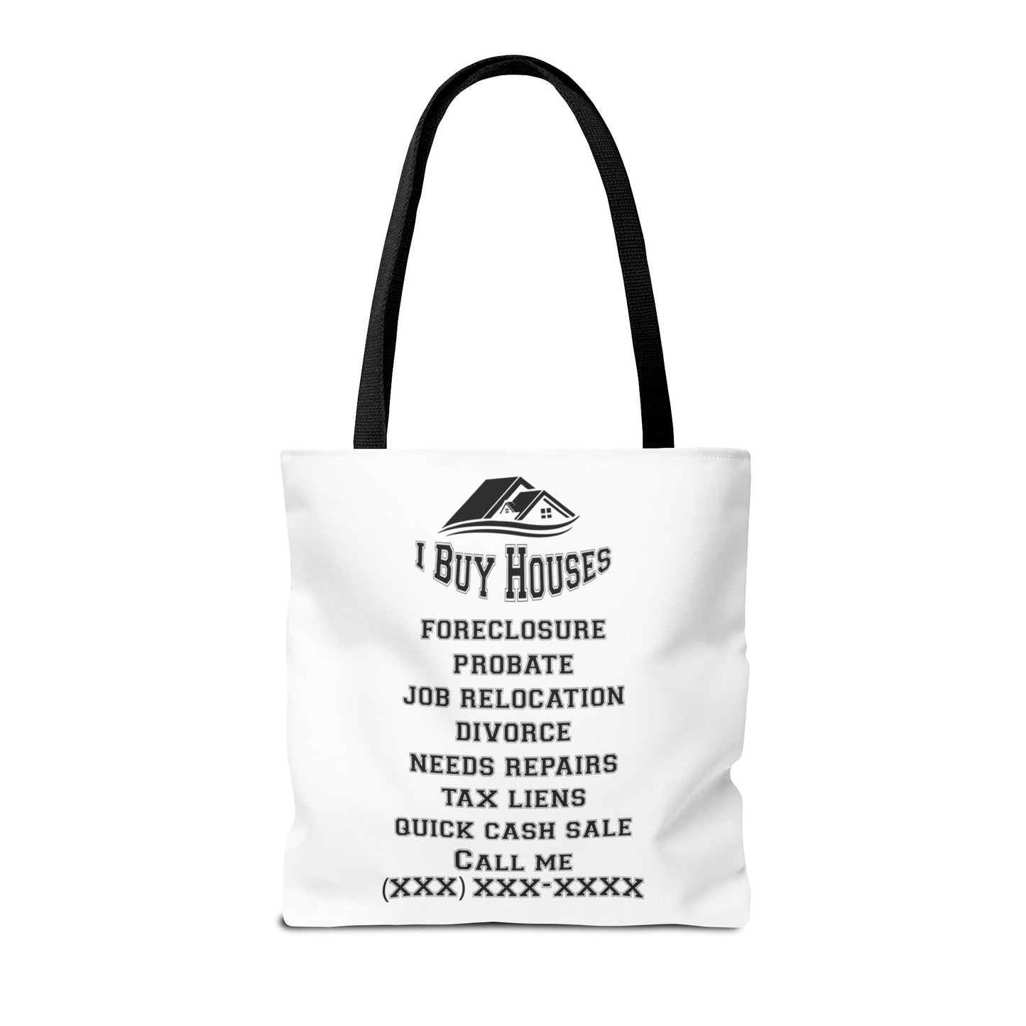 Local Five Star House Dealer Real Estate Investor Two-Sided White Tote Bag with Custom Phone Number