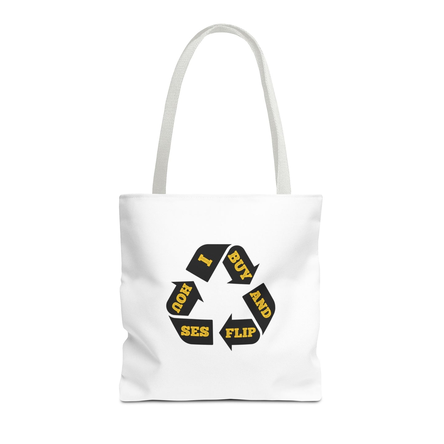 I Buy and Flip Houses to Buy Real Estate Investor Two-Sided White Tote Bag with Custom Phone Number