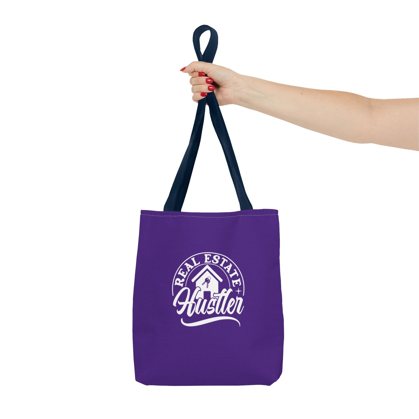 Real Estate Hustler Real Estate Investor Two-Sided Purple Tote Bag with Custom Phone Number