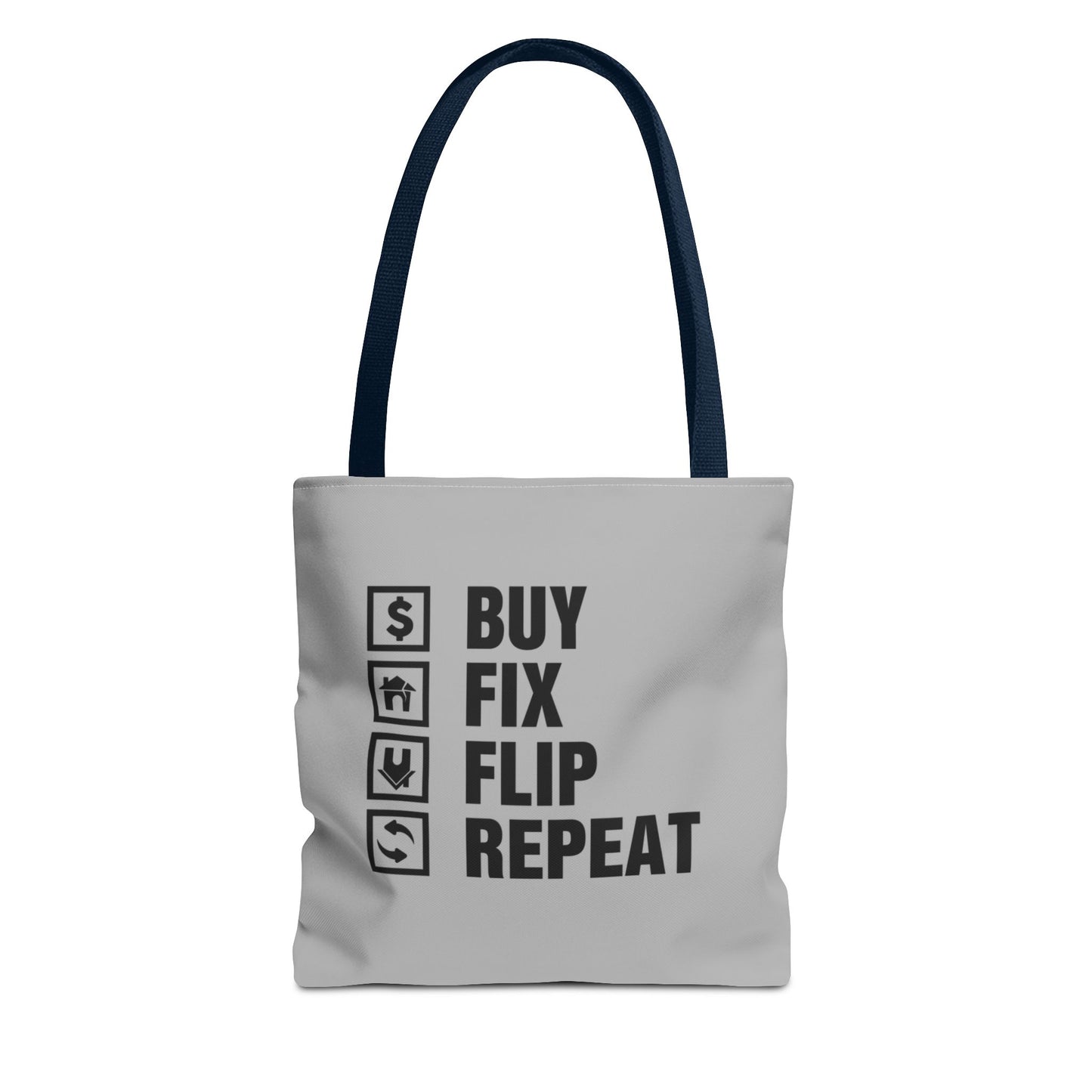 Buy Fix Flip Repeat Real Estate Investor Gray Two-Sided Tote Bag with Custom Phone Number