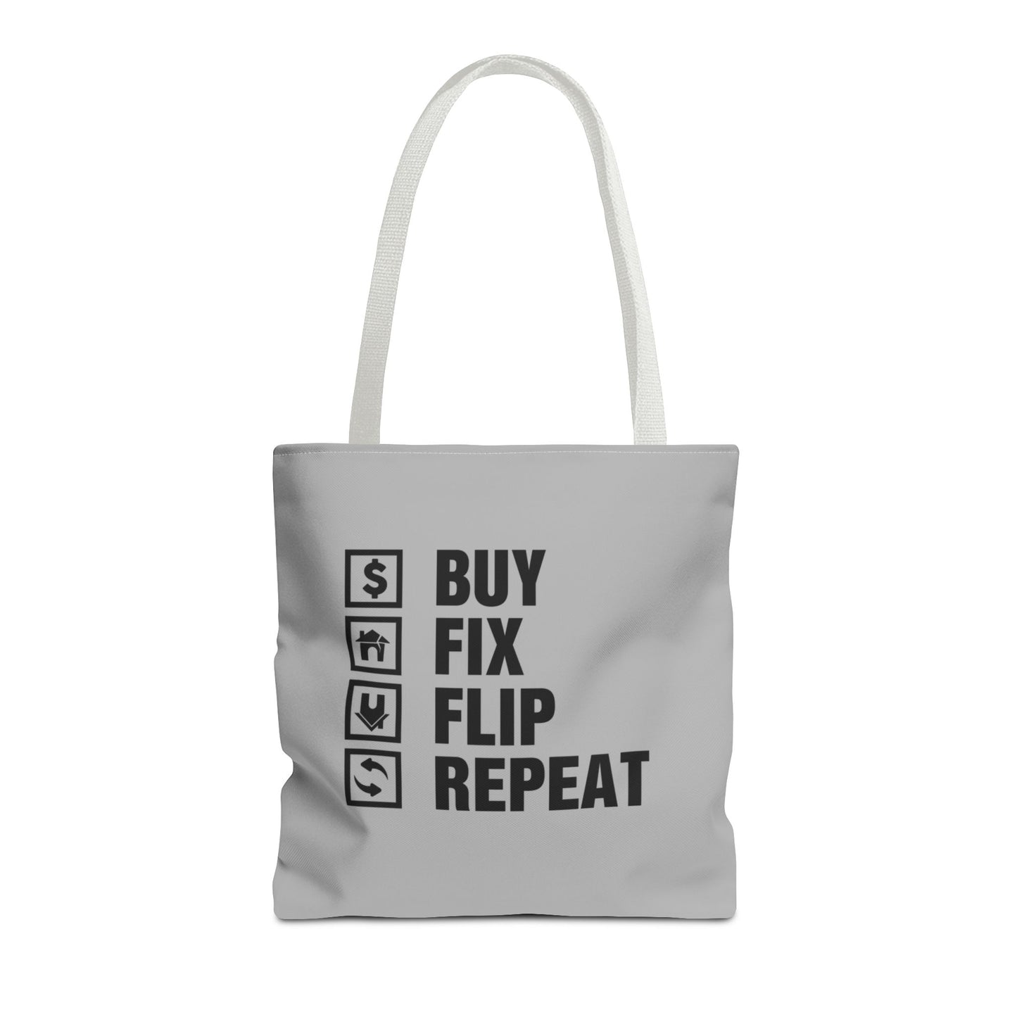 Buy Fix Flip Repeat Real Estate Investor Gray Two-Sided Tote Bag with Custom Phone Number