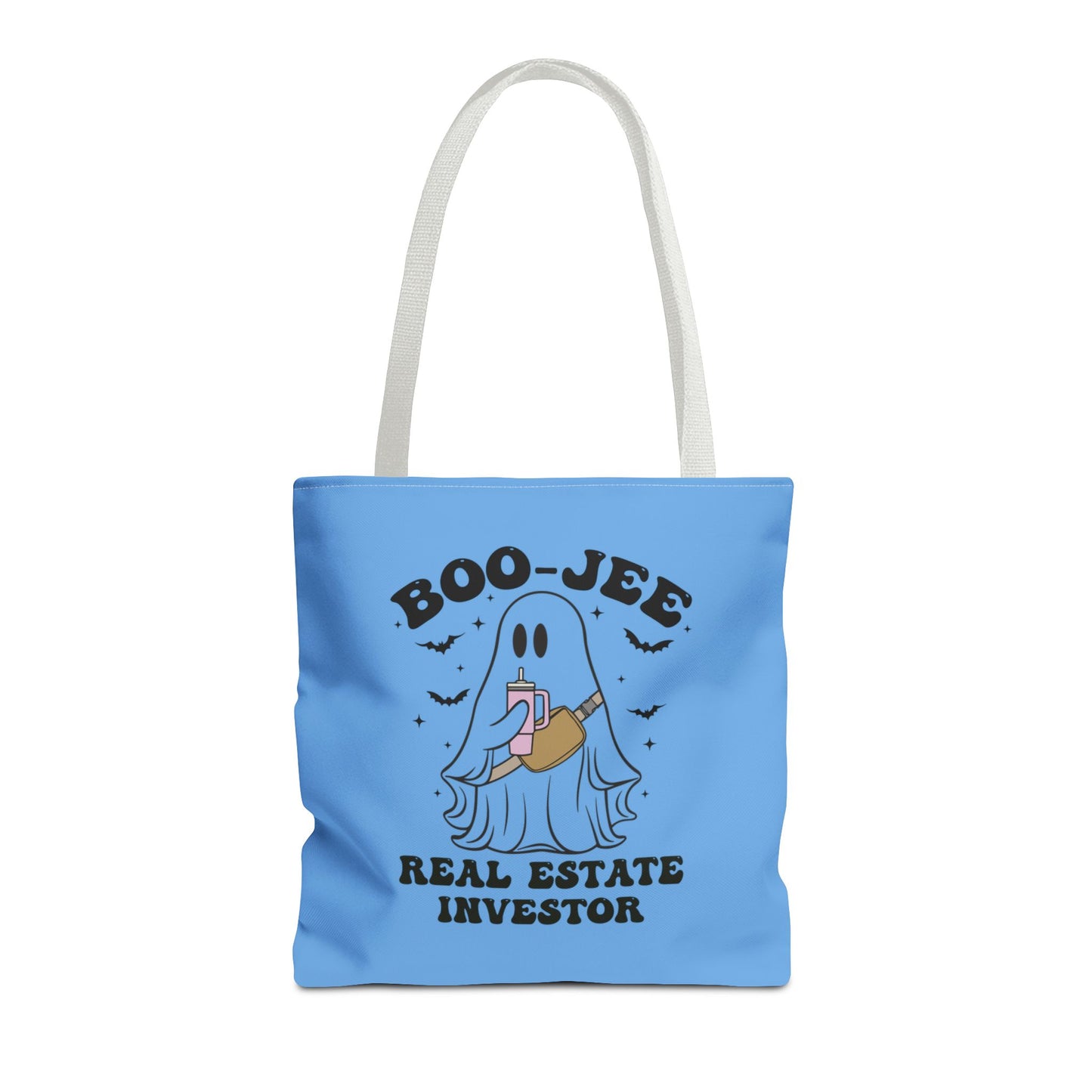 Boo_Jee Real Estate Investor Halloween Two-Sided Blue Tote Bag with Custom Phone Number