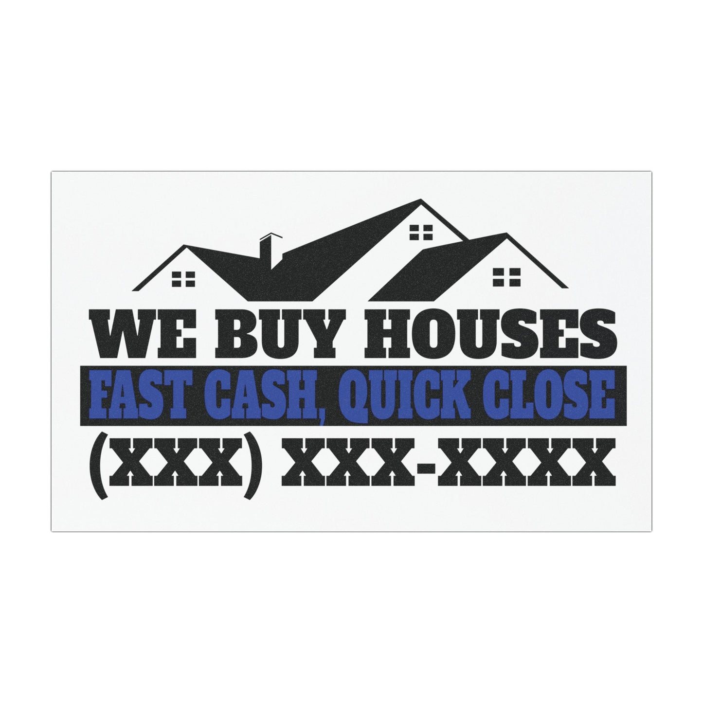 We Buy Houses Fast Cash, Quick Close. Real Estate Investor and Wholesaler Blue and Black Car Magnets for Hot Leads