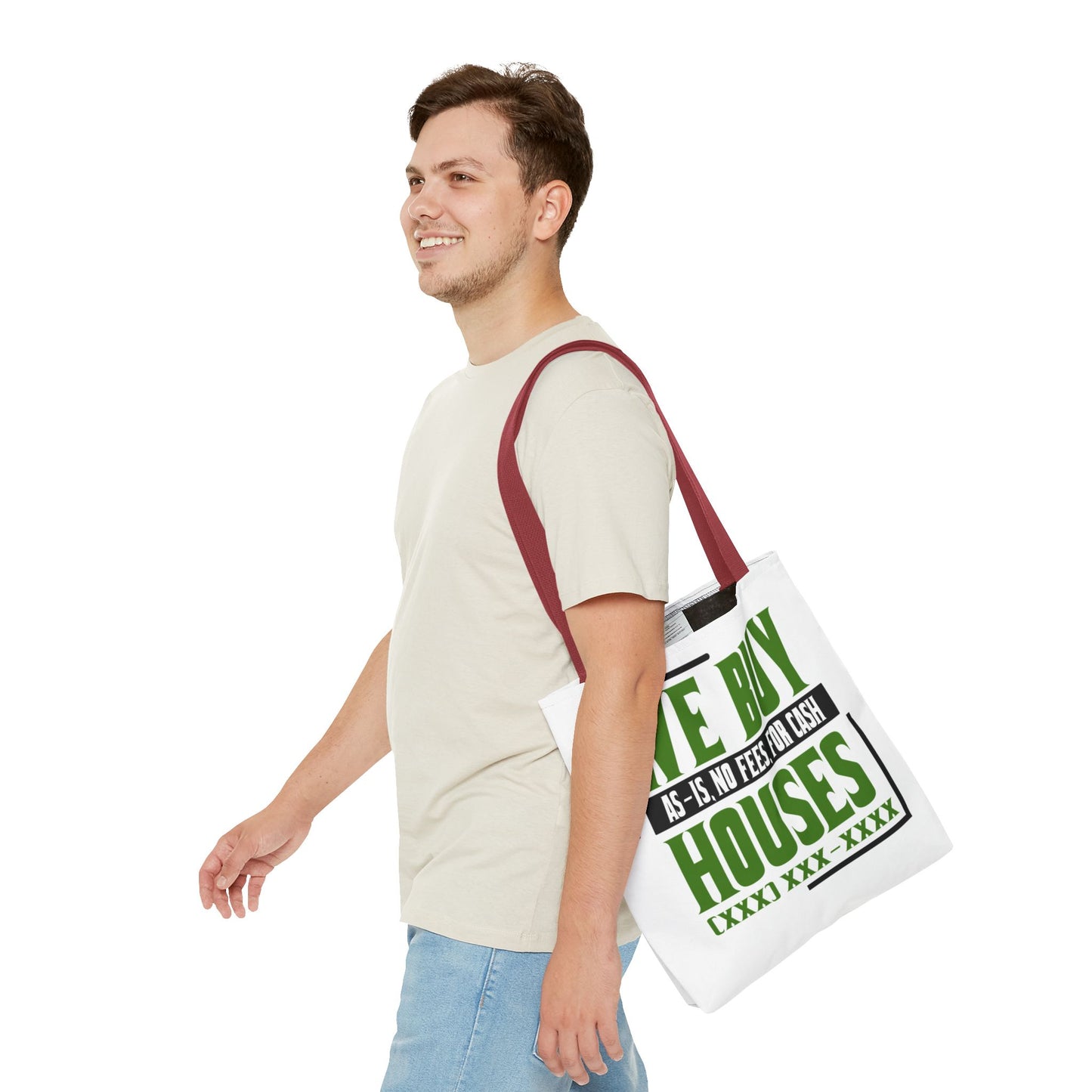 We Buy Houses As-Is, No Fees, For Cash Customized Tote Bag for Real Estate Investors