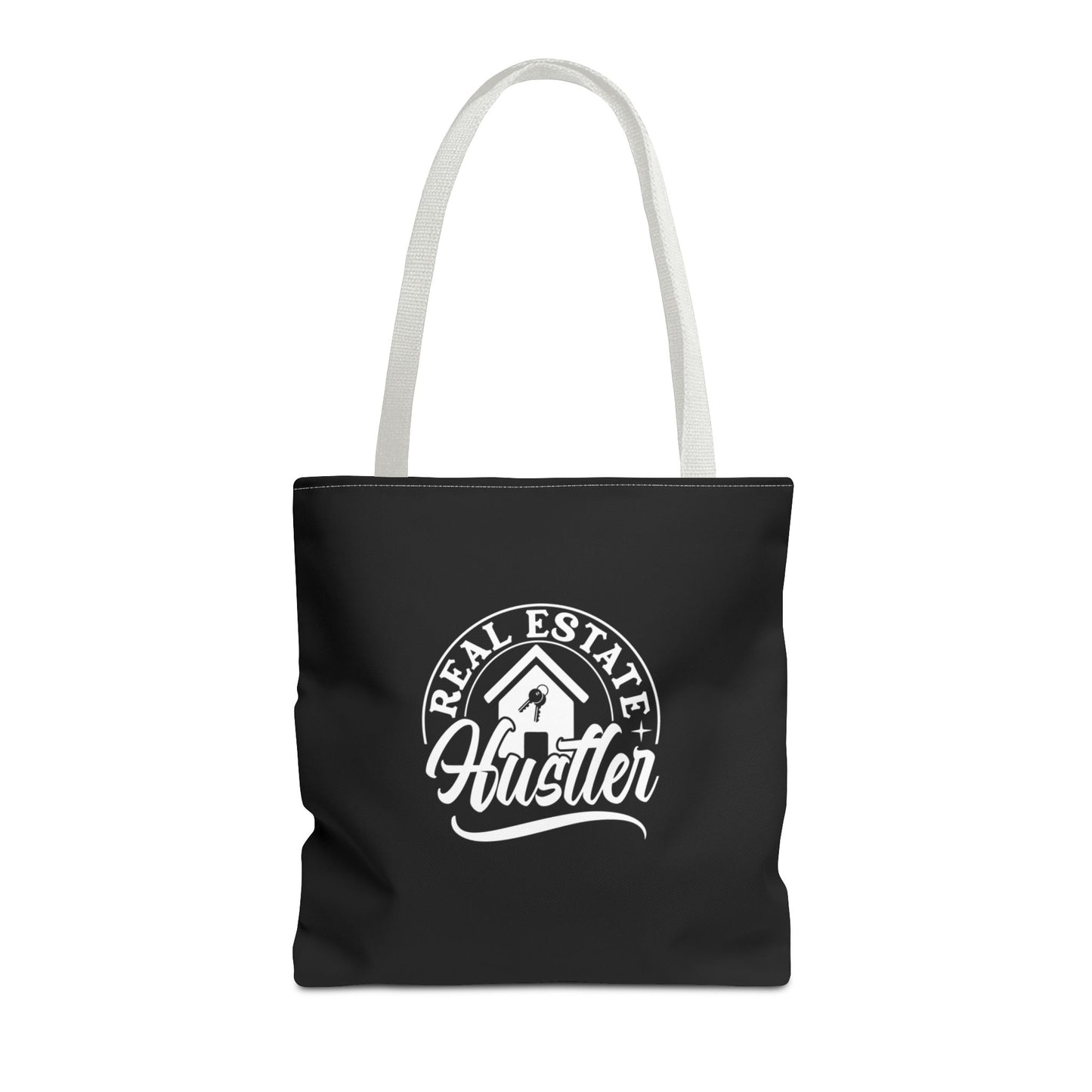 Real Estate Hustler Real Estate Investor Two-Sided Black Tote Bag with Custom Phone Number