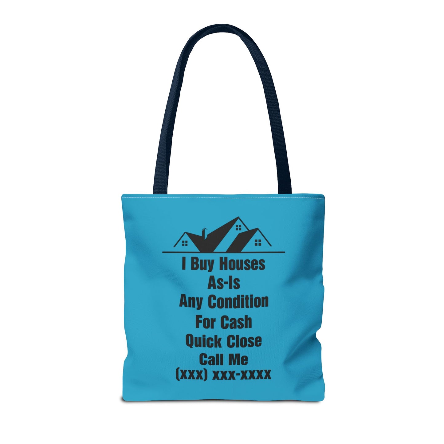 I'm Your Home Girl Real Estate Investor Two-Sided Aquamarine Blue Tote Bag with Custom Phone Number