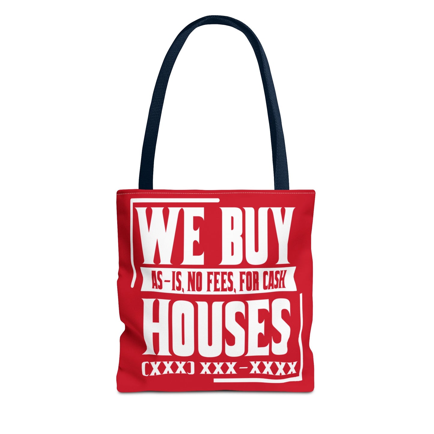 We Buy Houses As-Is, No Fees, For Cash Customized White and Red Tote Bag for Real Estate Investors