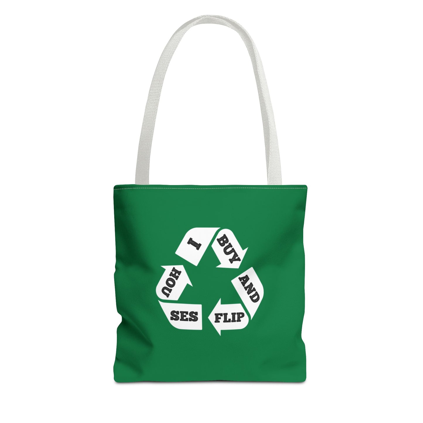 I Buy and Flip Houses to Buy Real Estate Investor Two-Sided Dark Green Tote Bag with Custom Phone Number