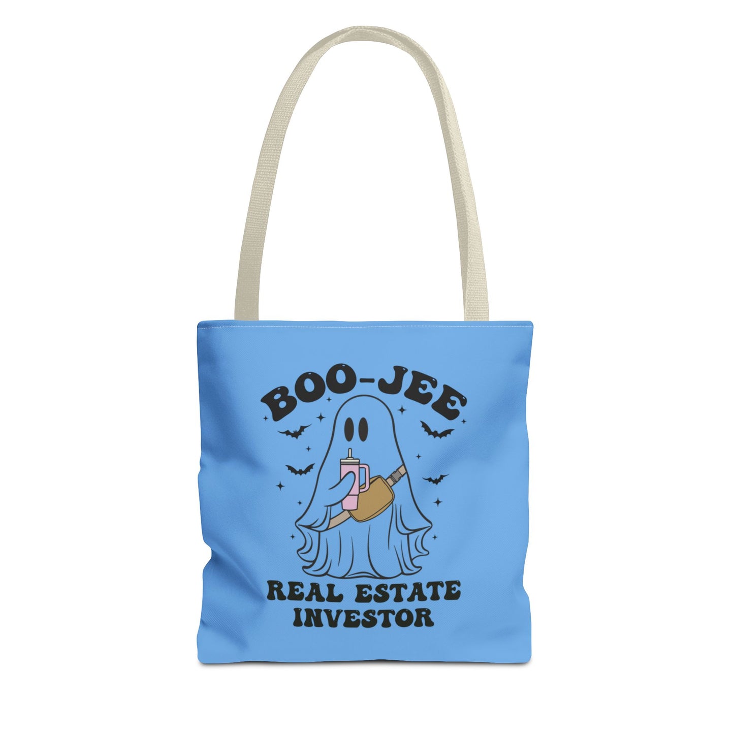 Boo_Jee Real Estate Investor Halloween Two-Sided Blue Tote Bag with Custom Phone Number