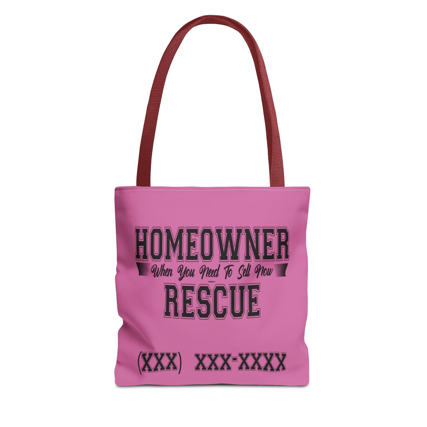 Homeowner Rescue Real Estate Investor Two-Sided Pink Tote Bag with Custom Phone Number