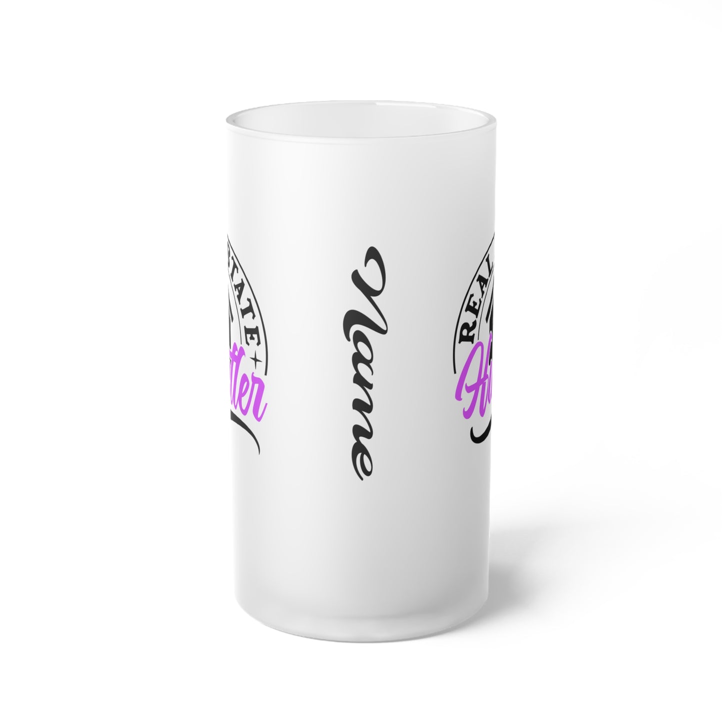 Real Estate Hustler Frosted Glass Mug Real Estate Investor, House Flipper, Gift of Appreciation