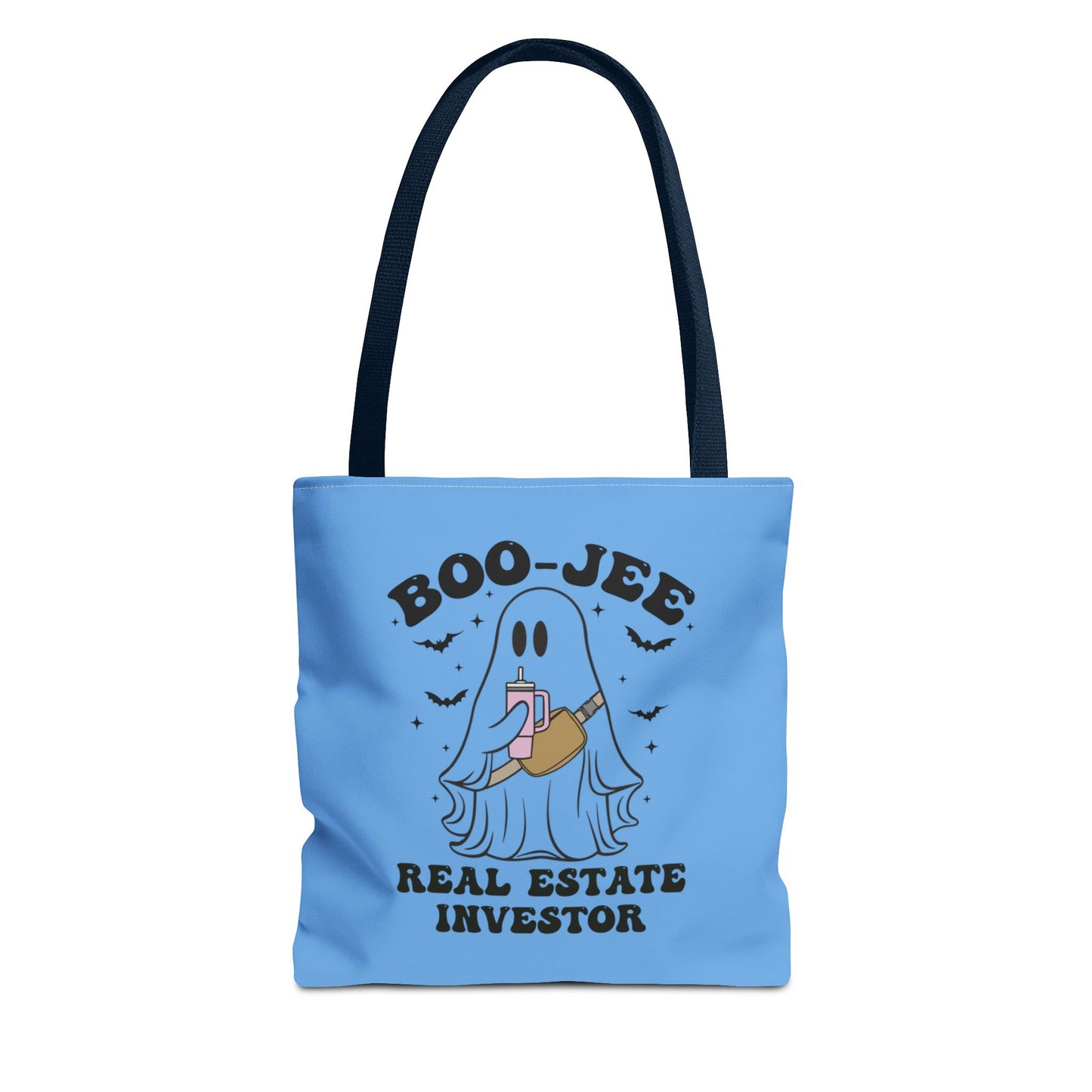 Boo_Jee Real Estate Investor Halloween Two-Sided Blue Tote Bag with Custom Phone Number