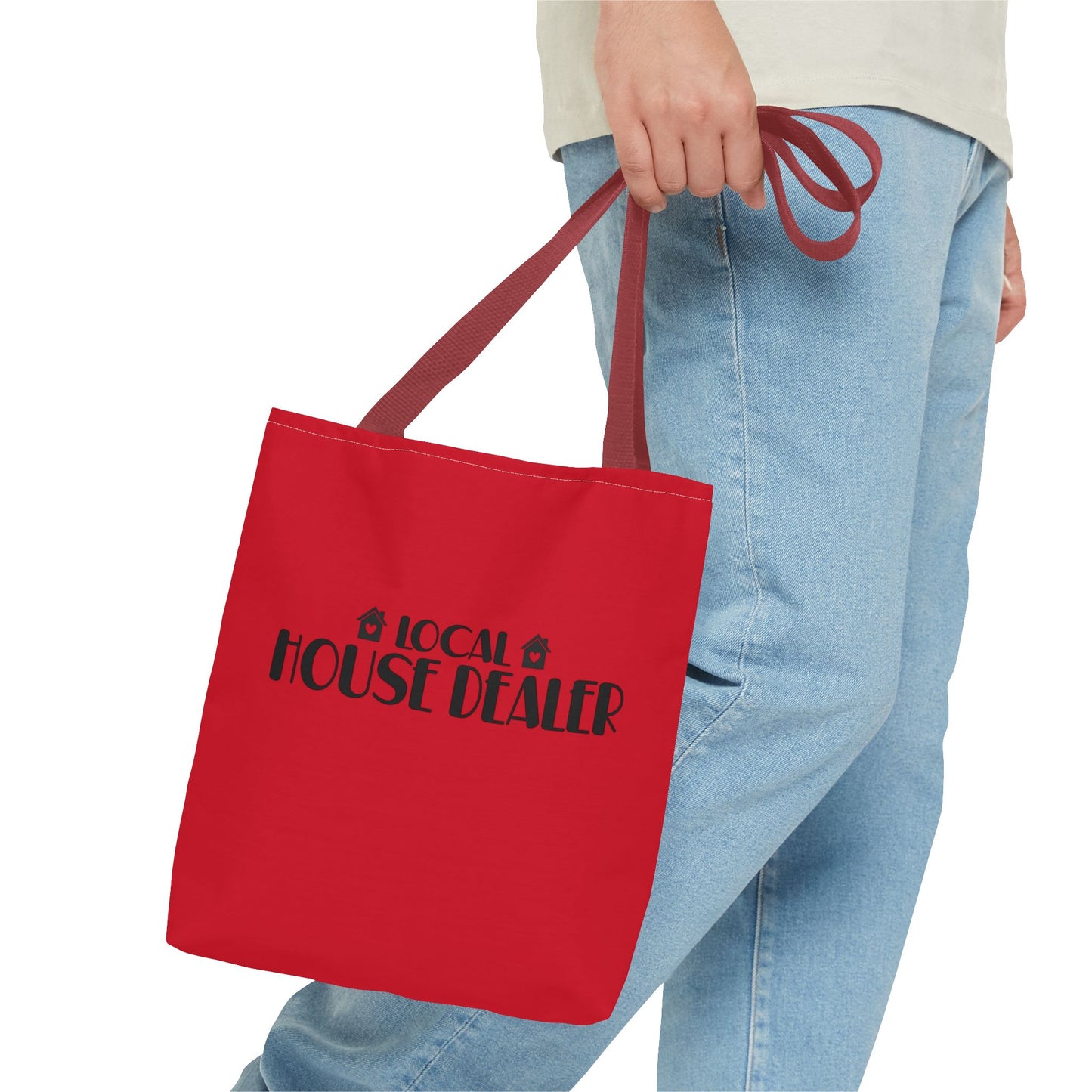 Local House Dealer Real Estate Investor Two-Sided Red Tote Bag with Custom Phone Number