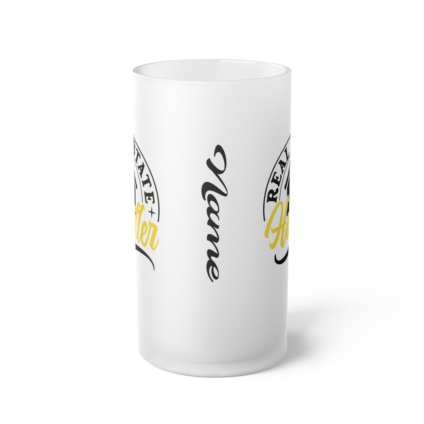 Real Estate Hustler Frosted Glass Mug Real Estate Investor, House Flipper, Gift of Appreciation