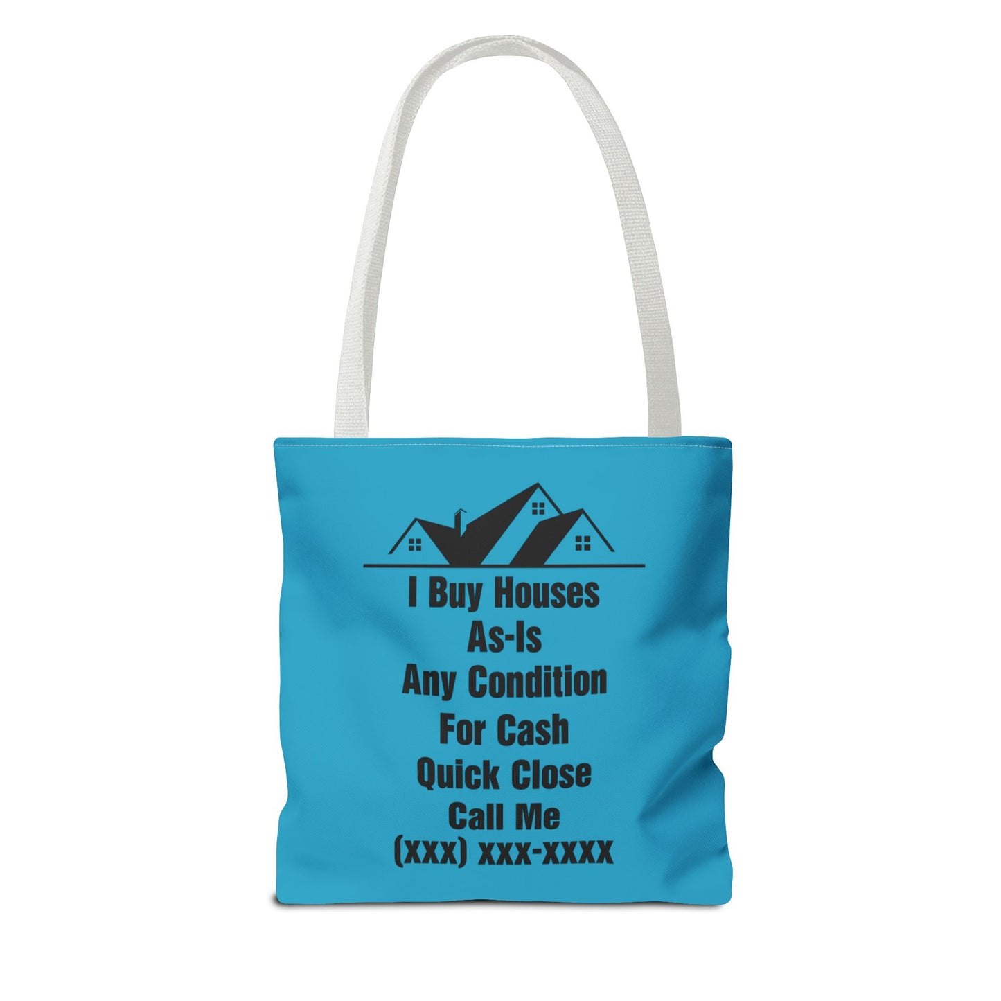 I'm Your Home Girl Real Estate Investor Two-Sided Aquamarine Blue Tote Bag with Custom Phone Number