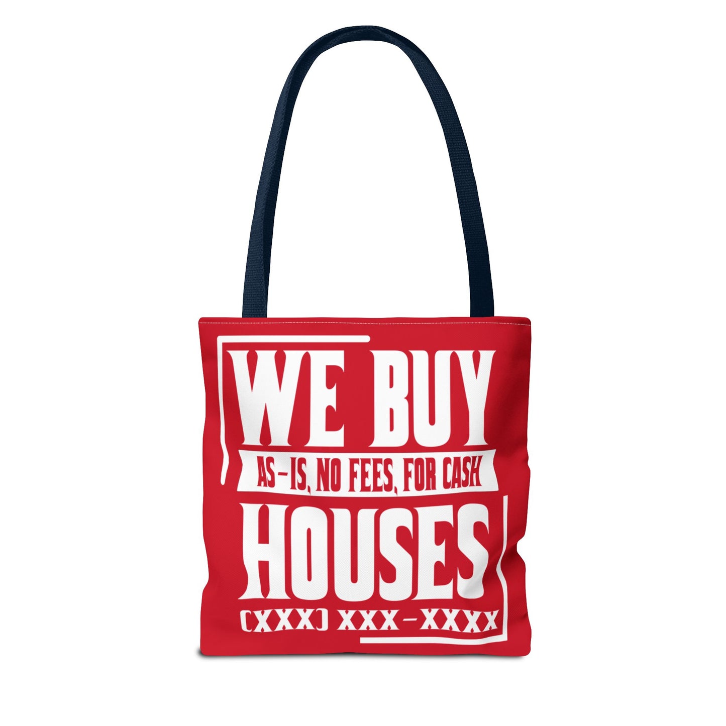 We Buy Houses As-Is, No Fees, For Cash Customized White and Red Tote Bag for Real Estate Investors