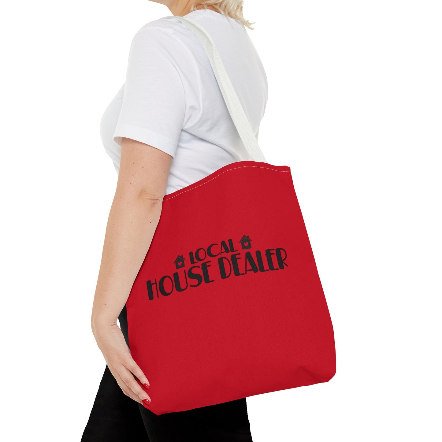 Local House Dealer Real Estate Investor Two-Sided Red Tote Bag with Custom Phone Number