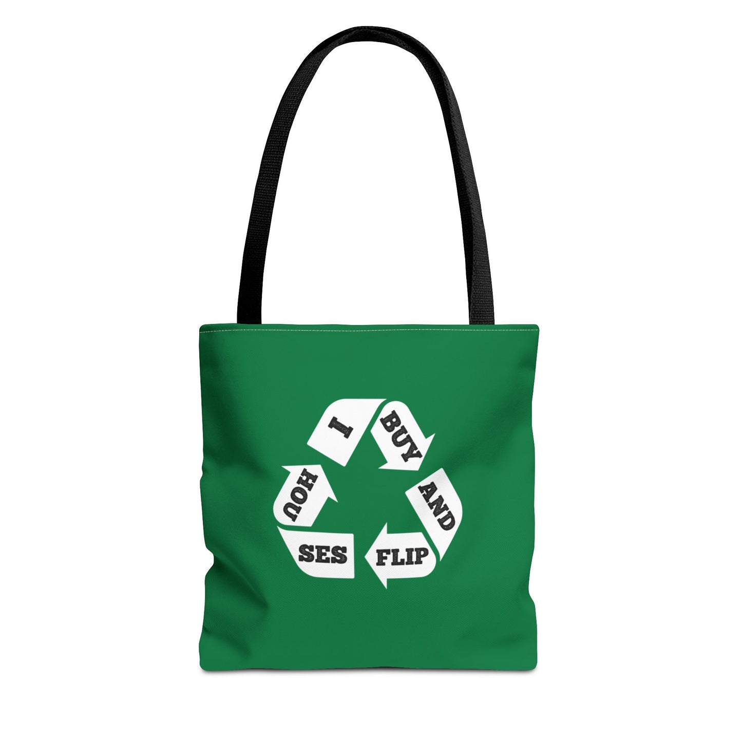 I Buy and Flip Houses to Buy Real Estate Investor Two-Sided Dark Green Tote Bag with Custom Phone Number