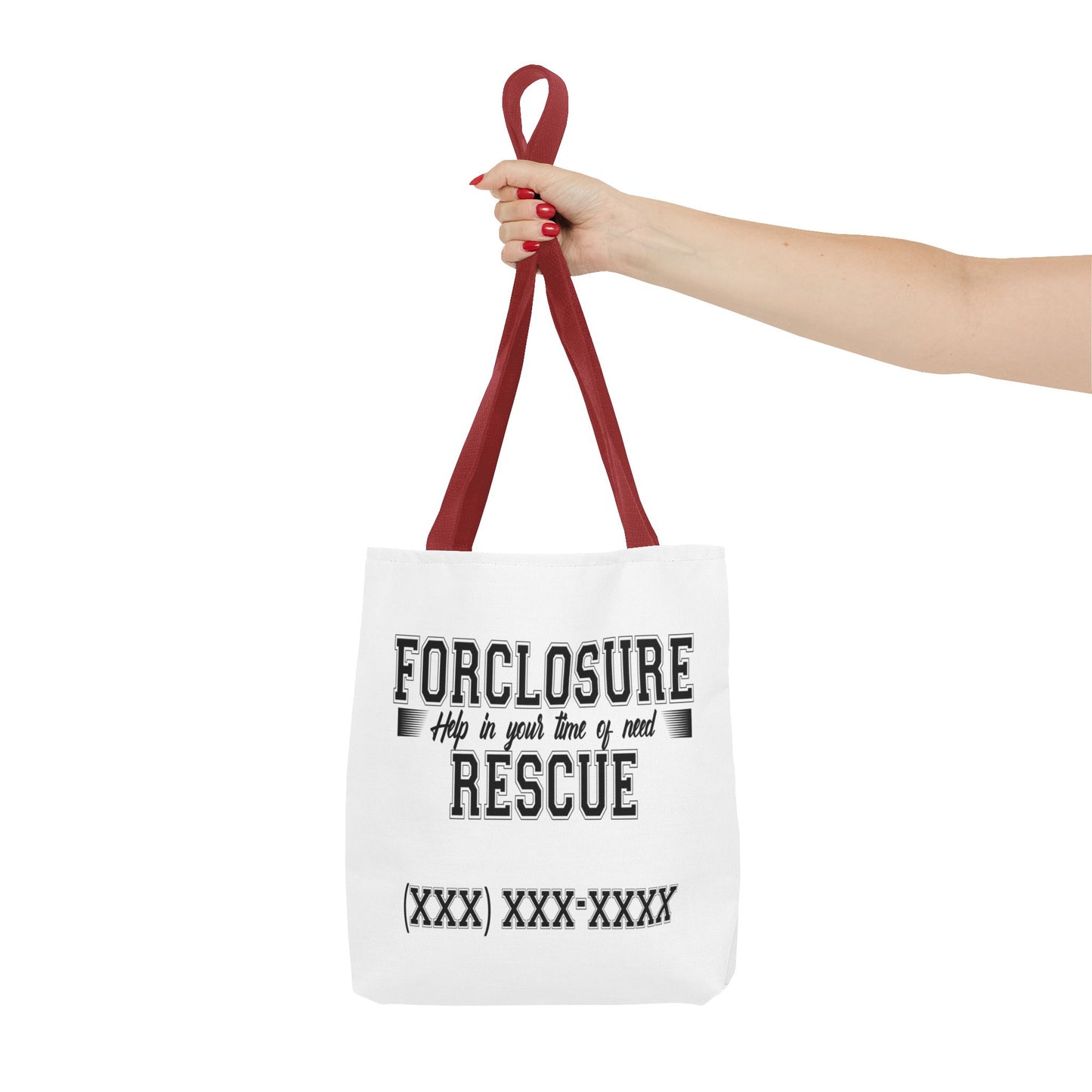 Foreclosure Rescue Real Estate Investor Two-Sided White Tote Bag with Custom Phone Number