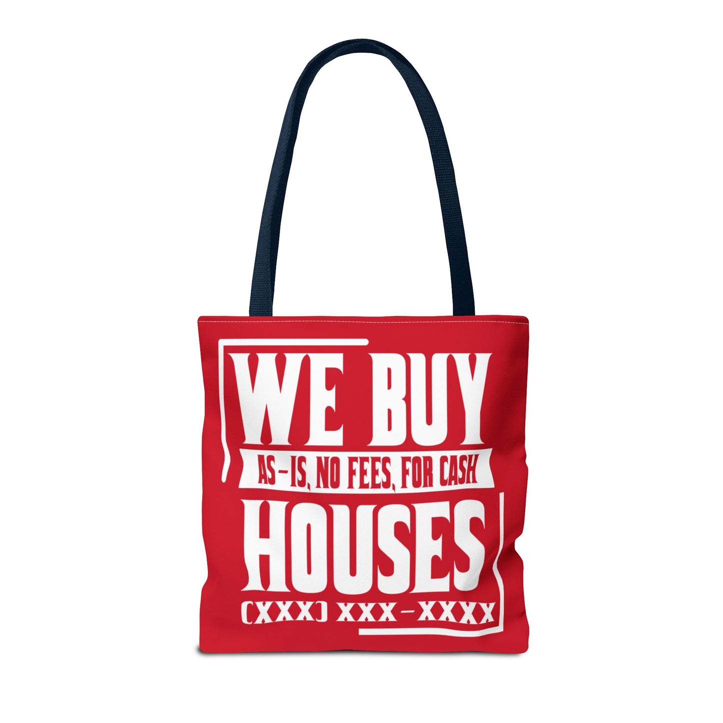 We Buy Houses As-Is, No Fees, For Cash Customized White and Red Tote Bag for Real Estate Investors