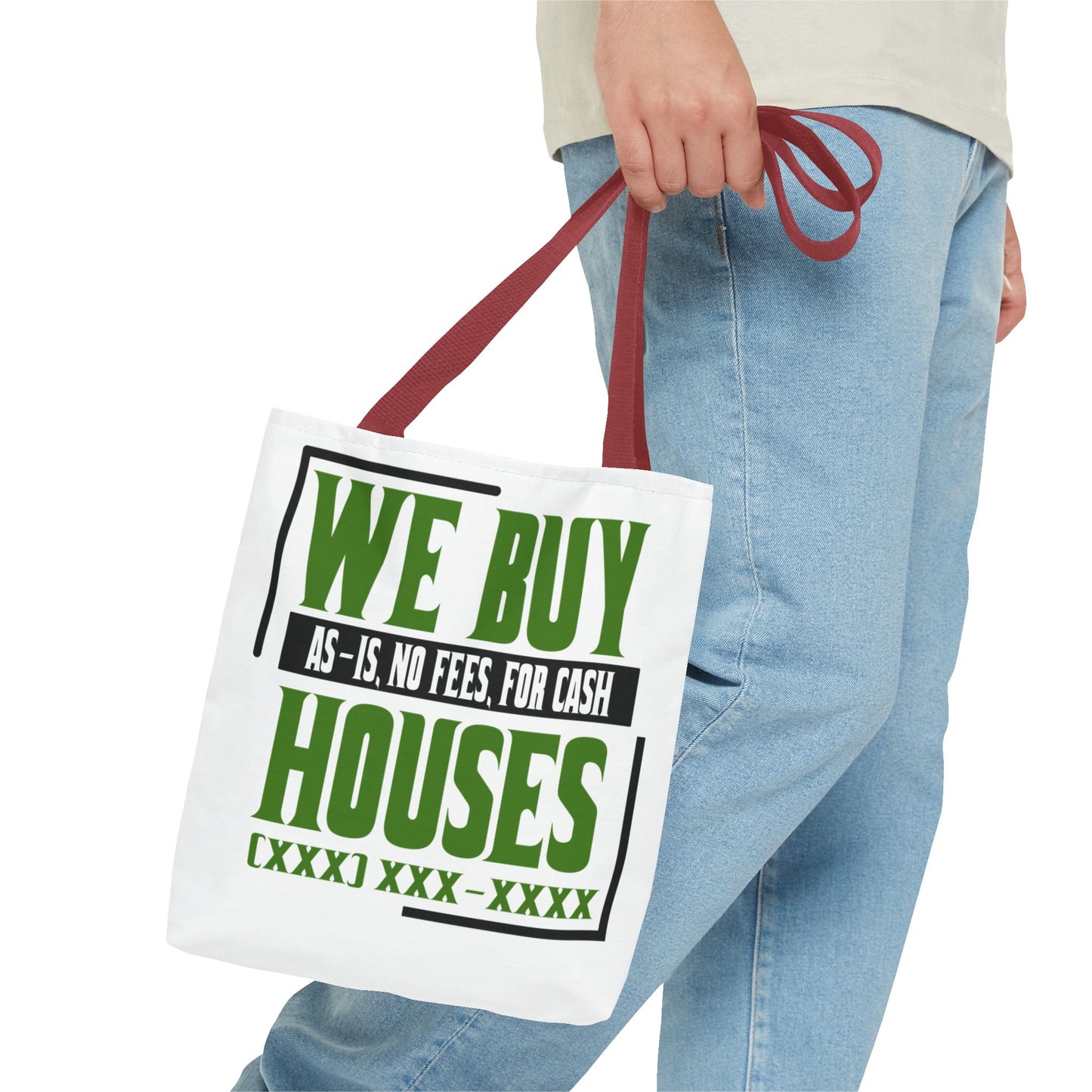 We Buy Houses As-Is, No Fees, For Cash Customized Tote Bag for Real Estate Investors