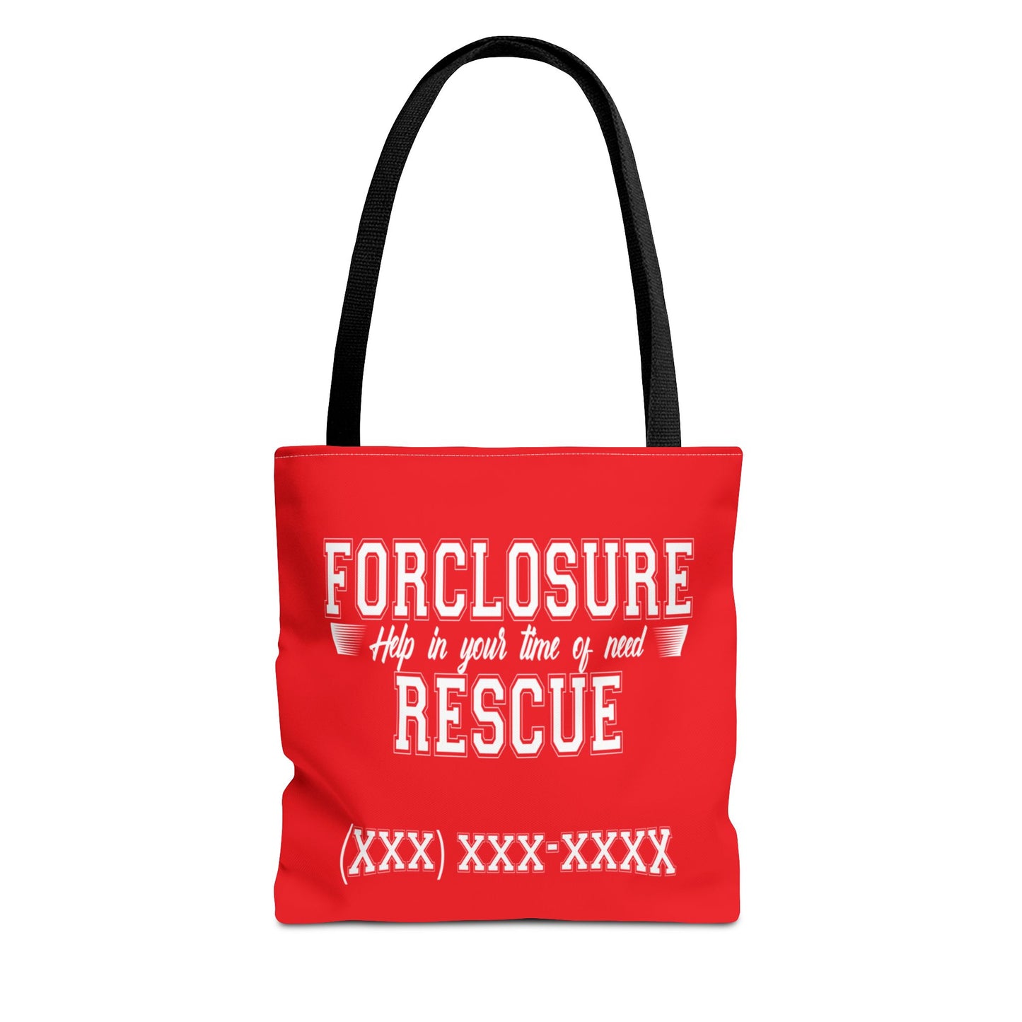 Foreclosure Rescue Real Estate Investor Two-Sided Red Tote Bag with Custom Phone Number