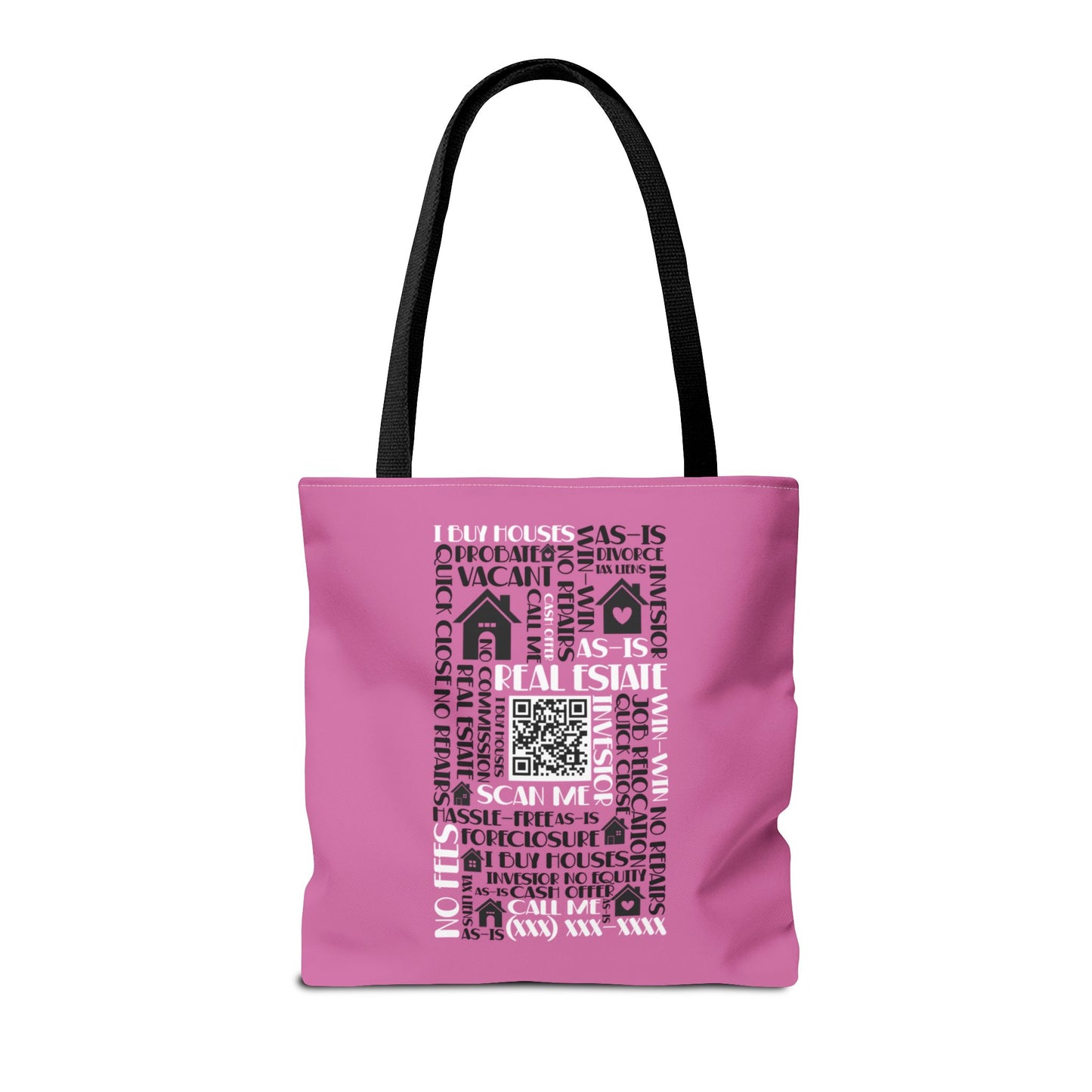 Local House Dealer Real Estate Investor Two-Sided Pink Tote Bag with Custom Phone Number