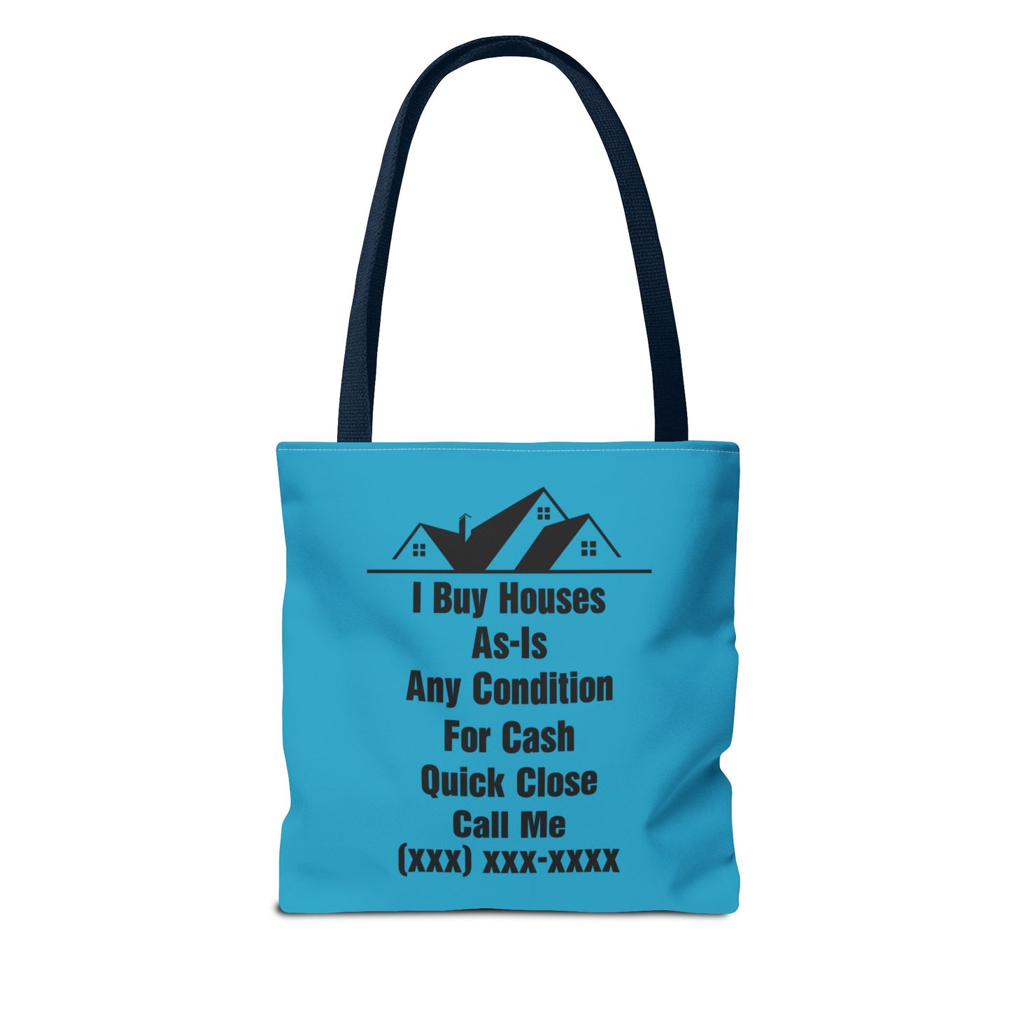 I'm Your Home Girl Real Estate Investor Two-Sided Aquamarine Blue Tote Bag with Custom Phone Number