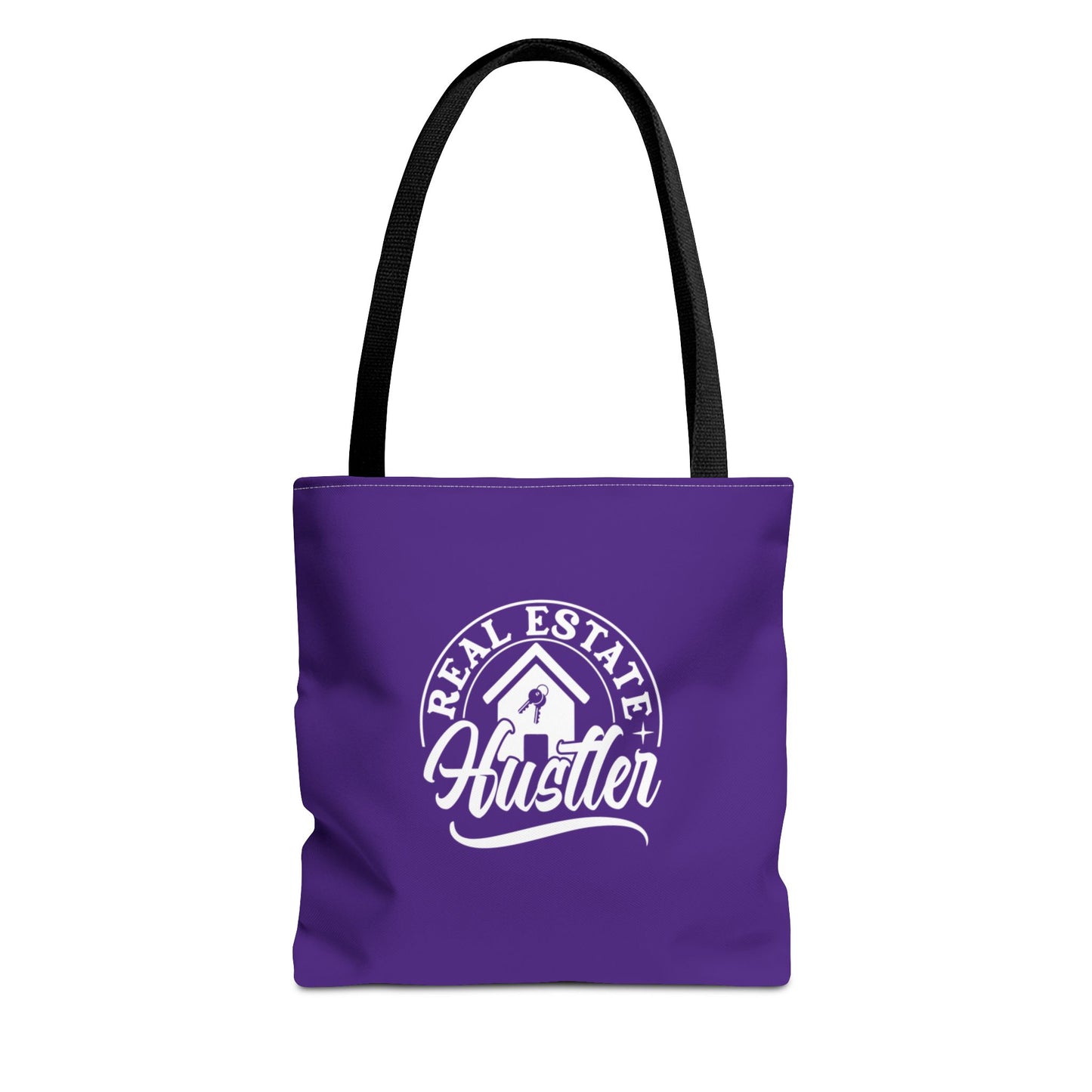 Real Estate Hustler Real Estate Investor Two-Sided Purple Tote Bag with Custom Phone Number