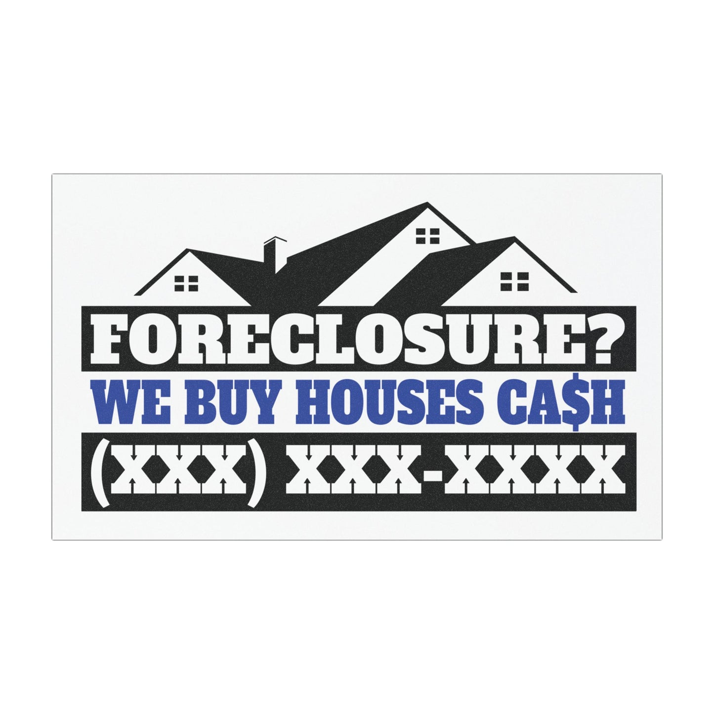 Foreclosure? We Buy Houses Cash. Real Estate Investor and Wholesaler Blue and Black Car Magnets for Hot Leads