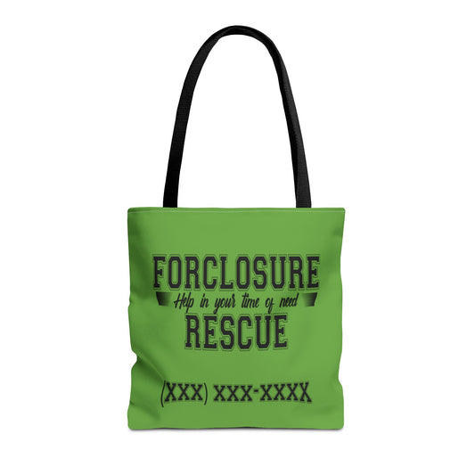 Foreclosure Rescue Real Estate Investor Two-Sided Blue Tote Bag with Custom Phone Number