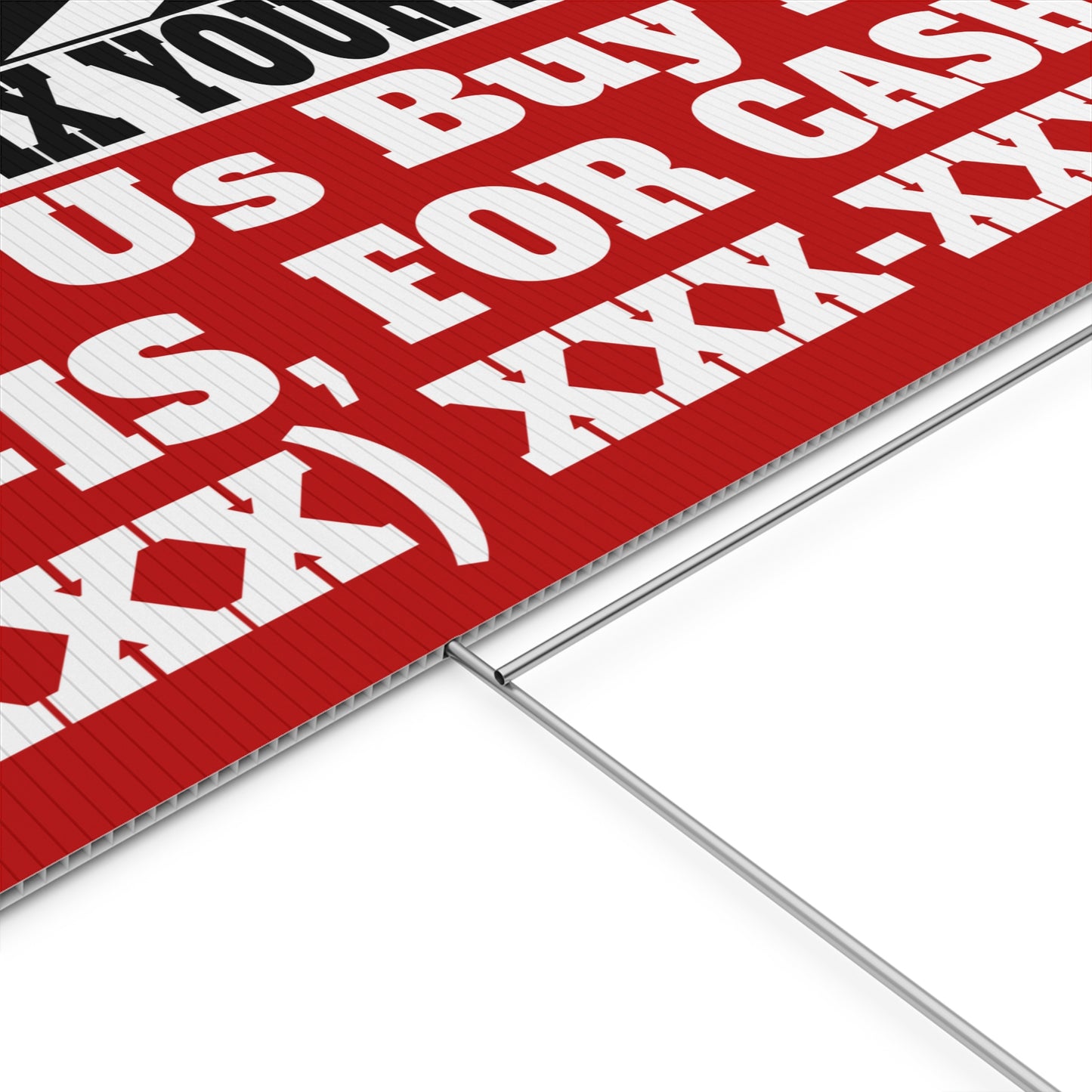 Don't Fix Your House. Let Us Buy It!  As-Is For Cash Black & Red 24" x 18" Plastic Yard Sign - Flippers, Wholesalers, Real Estate Investors