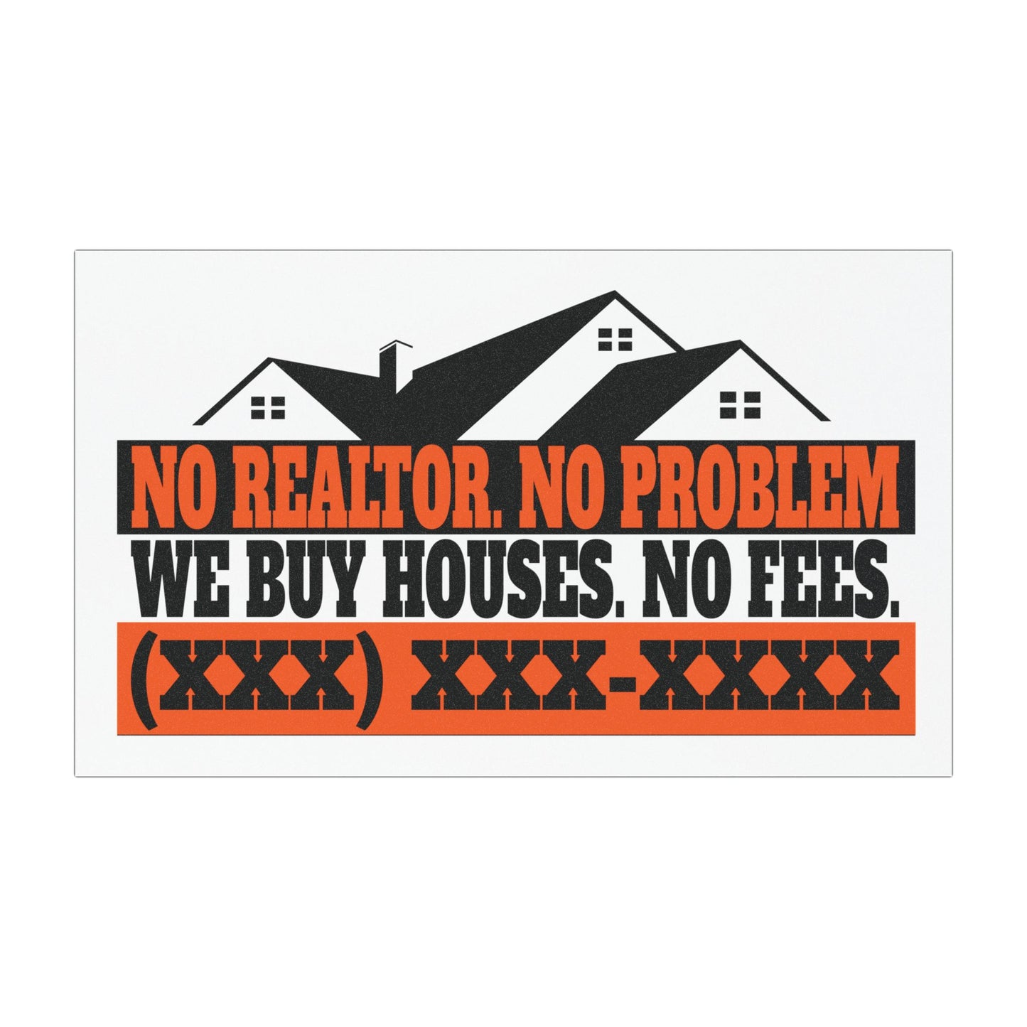 No Realtor. No Problem. Real Estate Investor and Wholesaler Orange and Black Car Magnets for Hot Leads