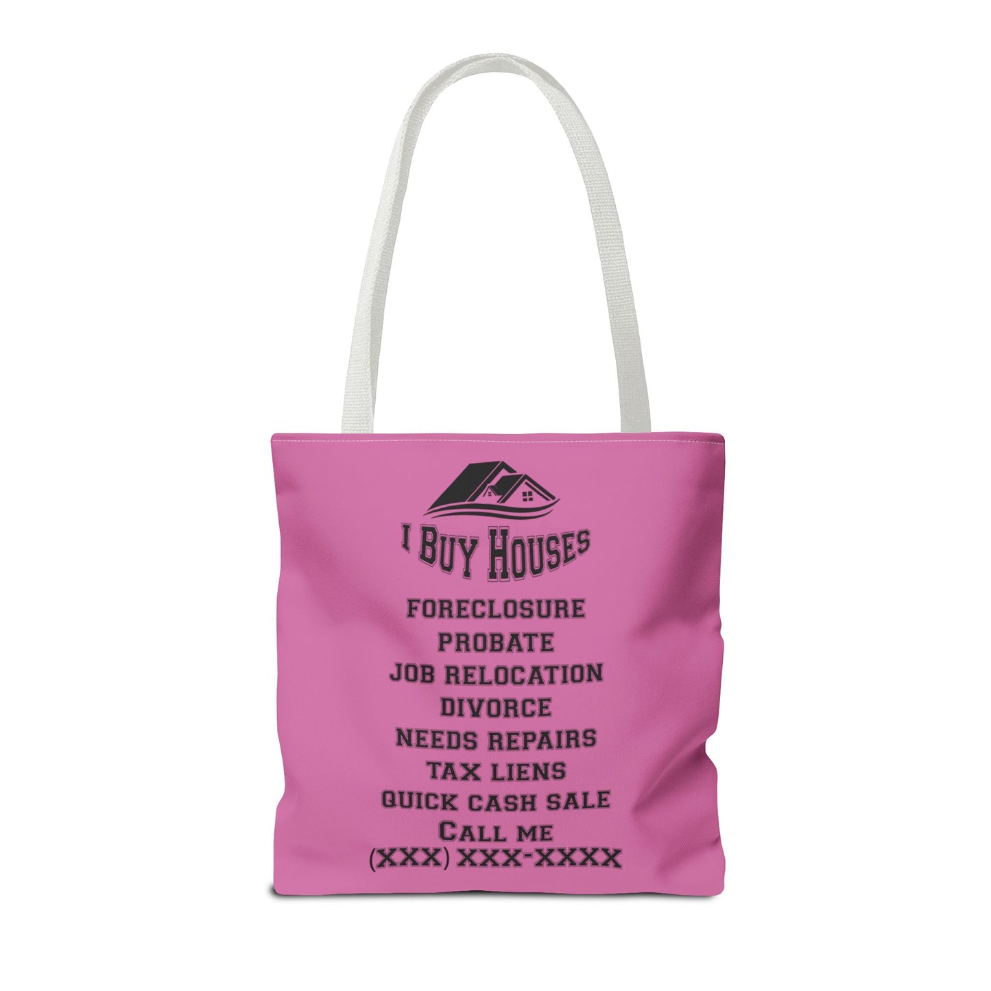 Local Five Star House Dealer Real Estate Investor Two-Sided Pink Tote Bag with Custom Phone Number