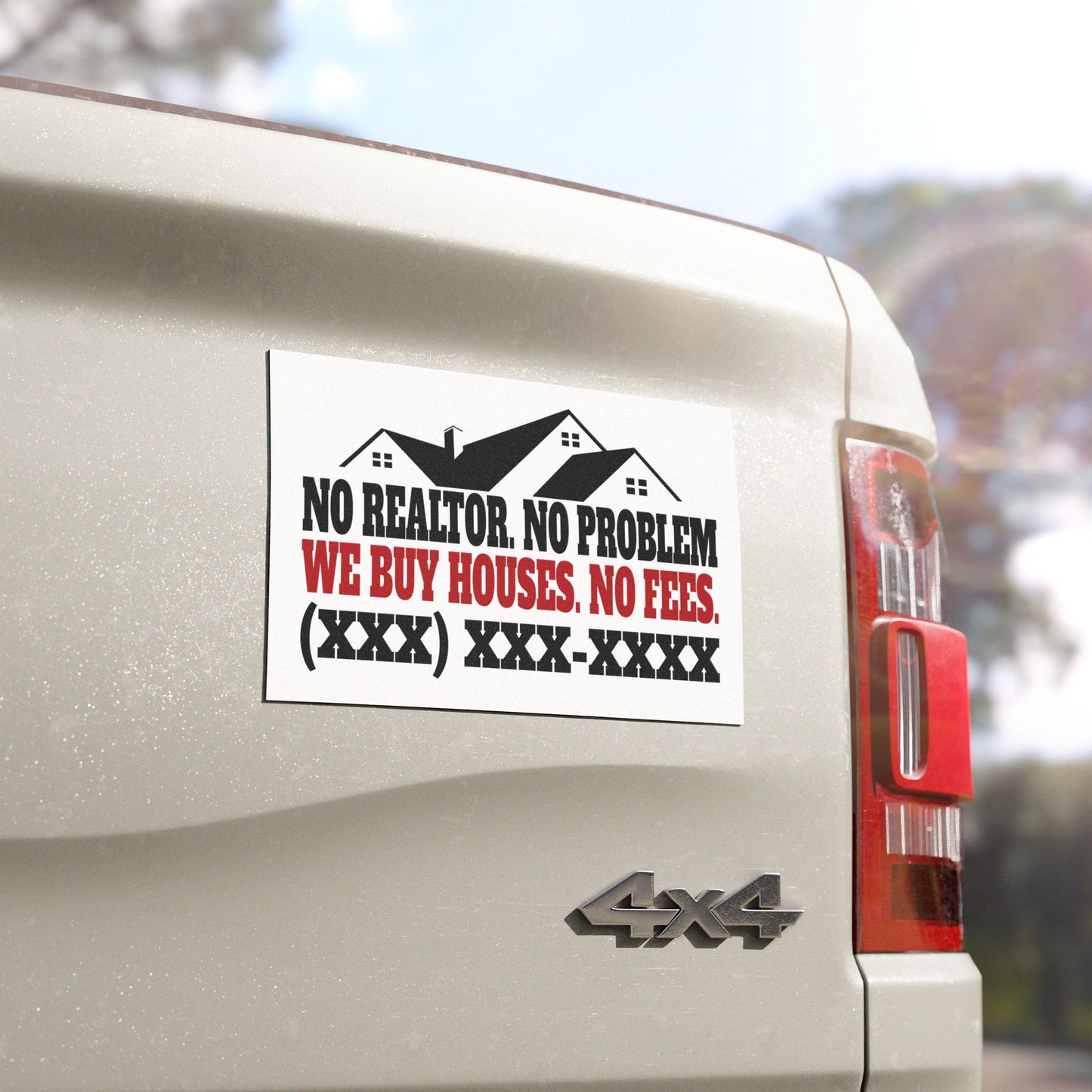 No Realtor. No Problem. Real Estate Investor and Wholesaler Red and Black Car Magnets for Hot Leads