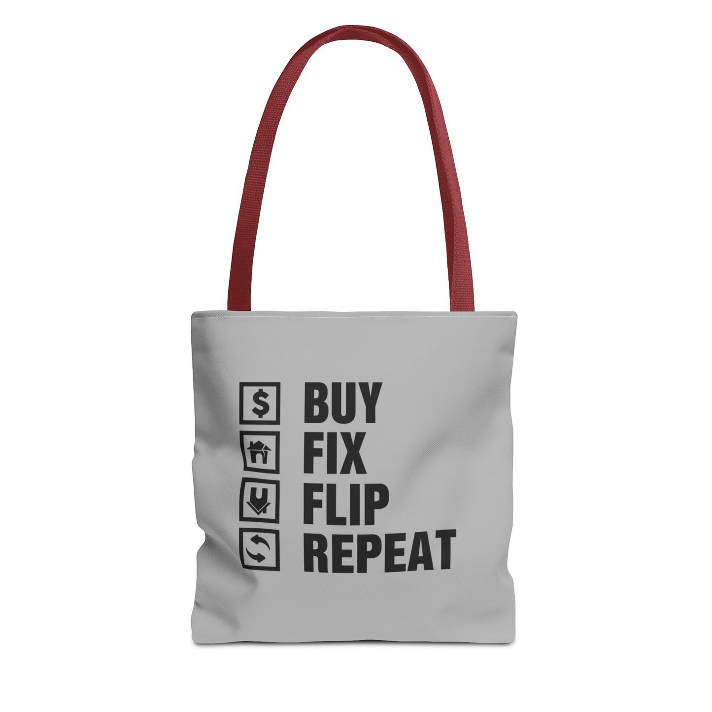 Buy Fix Flip Repeat Real Estate Investor Gray Two-Sided Tote Bag with Custom Phone Number