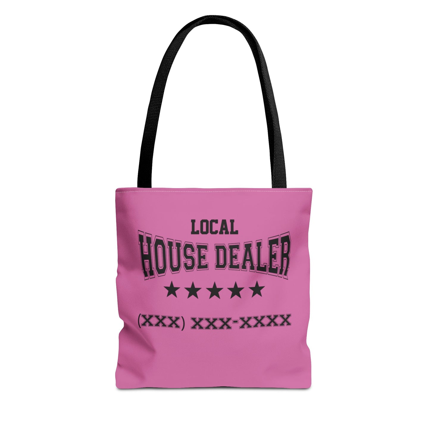 Local Five Star House Dealer Real Estate Investor Two-Sided Pink Tote Bag with Custom Phone Number