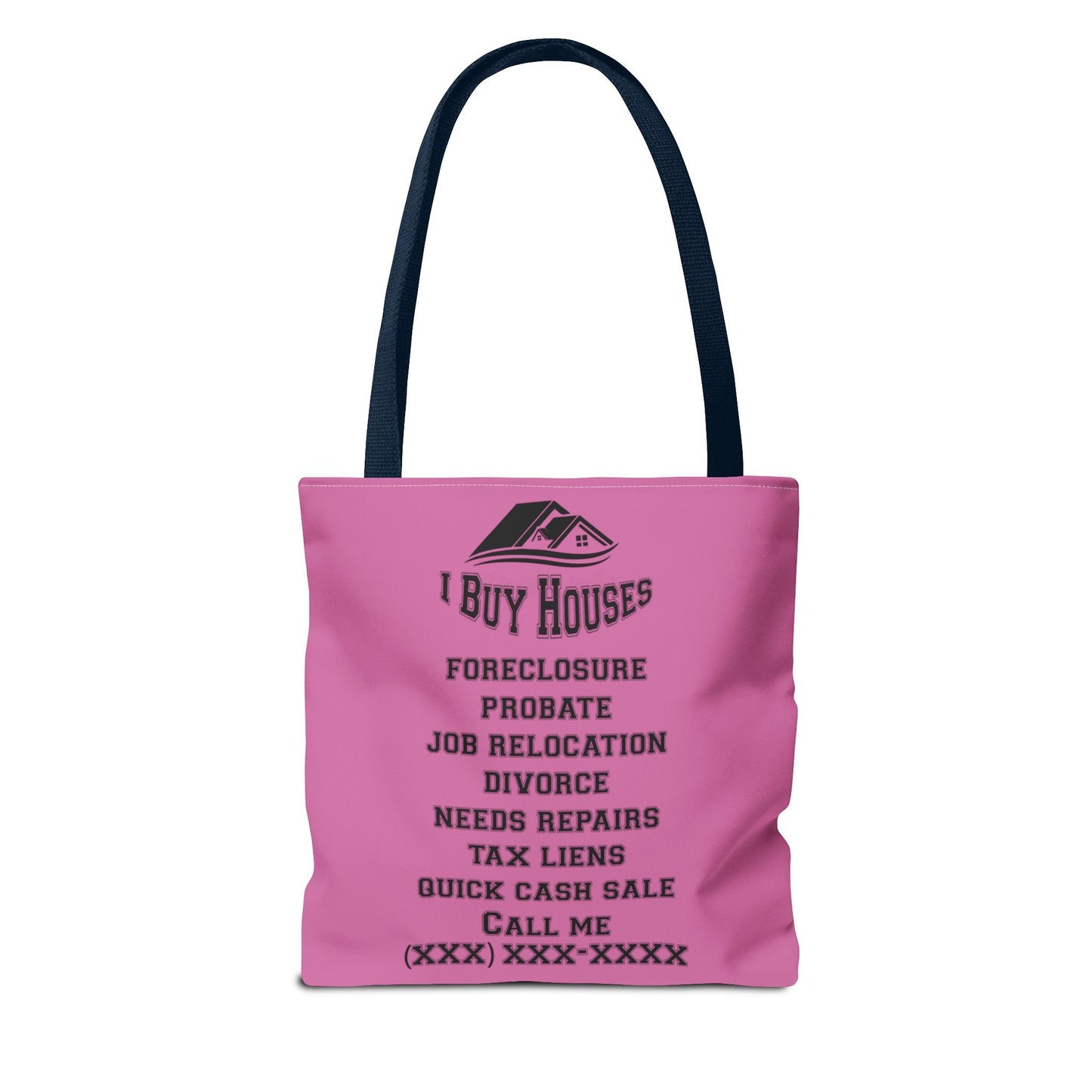 Local Five Star House Dealer Real Estate Investor Two-Sided Pink Tote Bag with Custom Phone Number