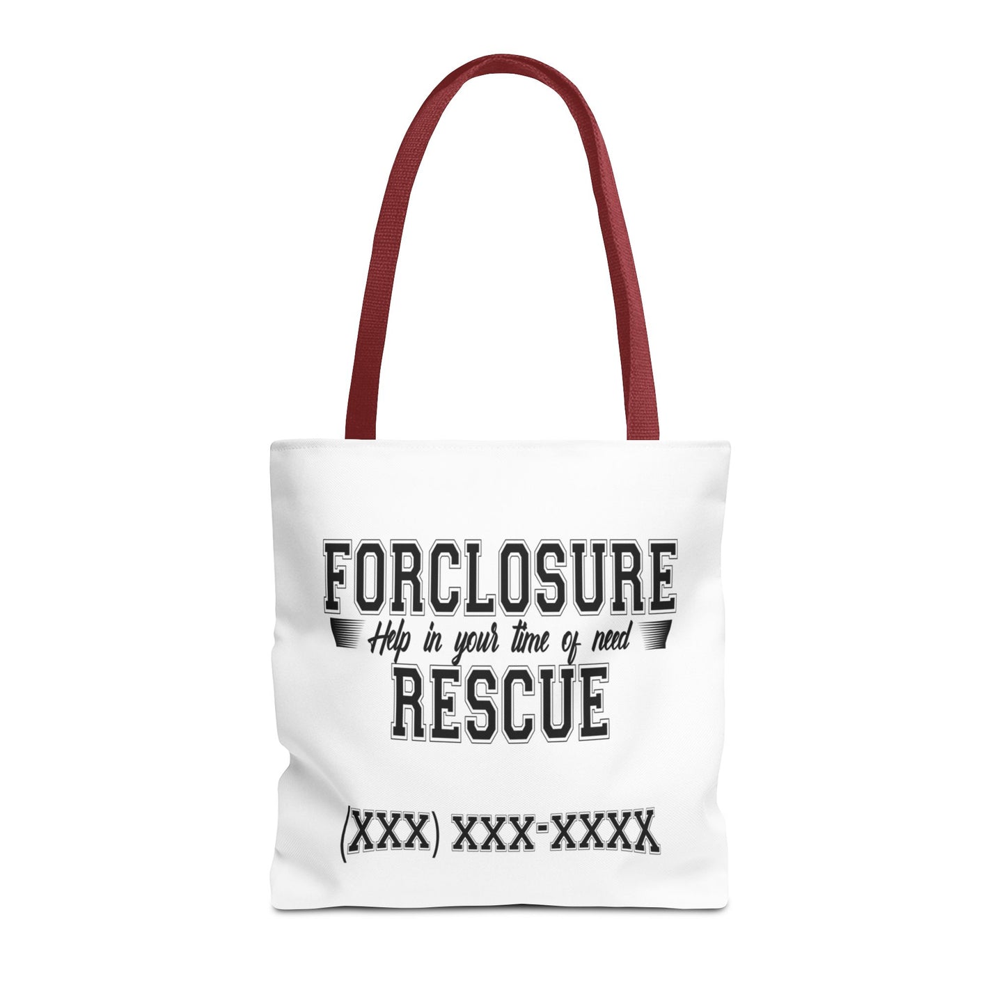 Foreclosure Rescue Real Estate Investor Two-Sided White Tote Bag with Custom Phone Number