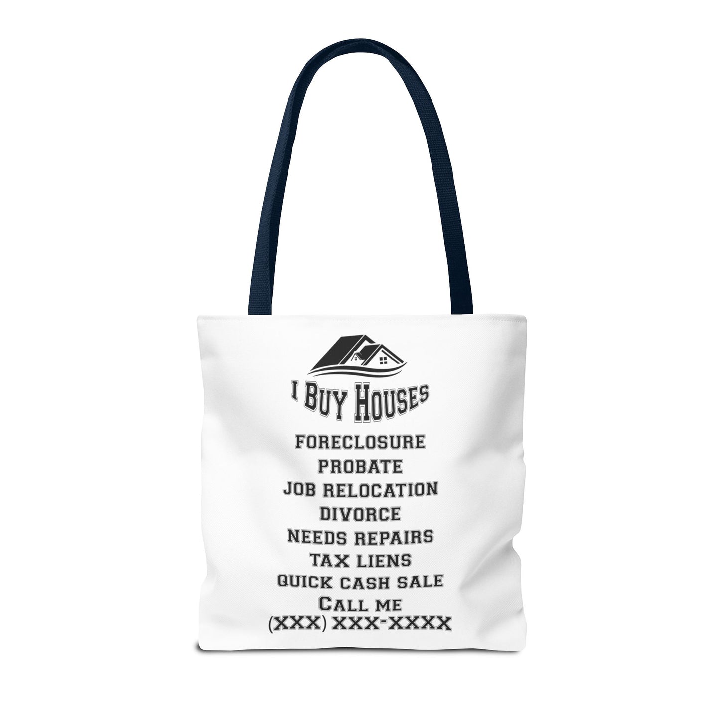 Local Five Star House Dealer Real Estate Investor Two-Sided White Tote Bag with Custom Phone Number