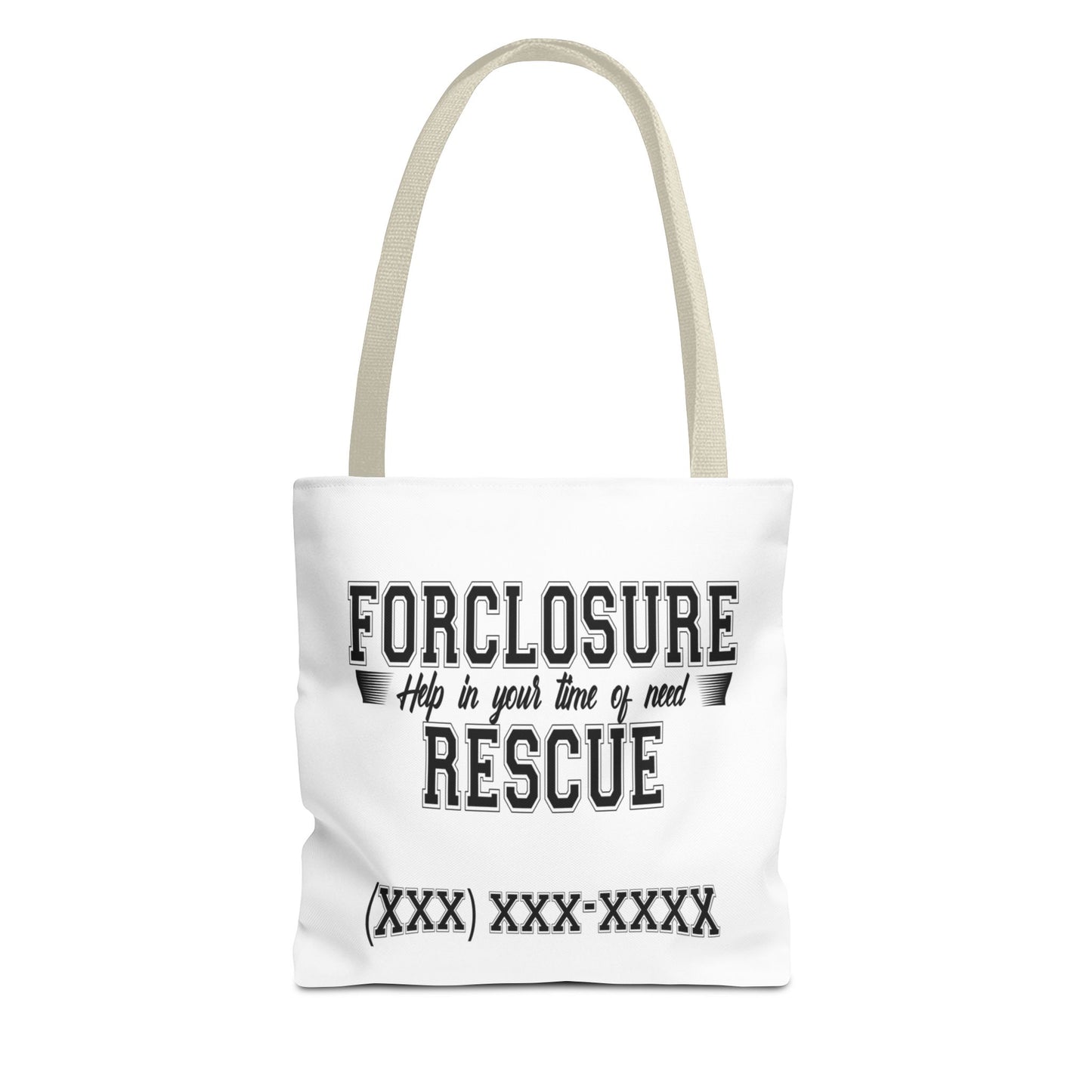 Foreclosure Rescue Real Estate Investor Two-Sided White Tote Bag with Custom Phone Number