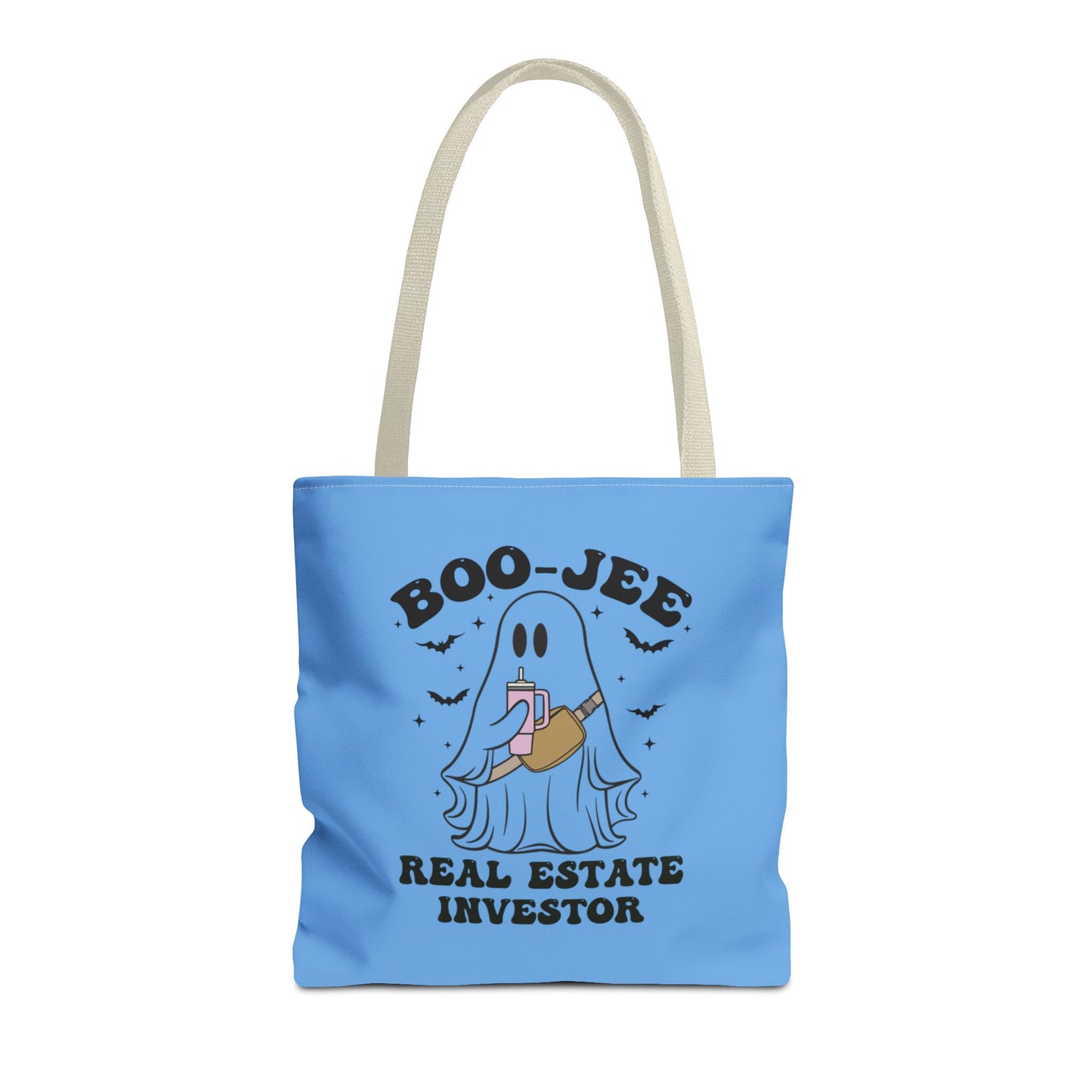 Boo_Jee Real Estate Investor Halloween Two-Sided Blue Tote Bag with Custom Phone Number