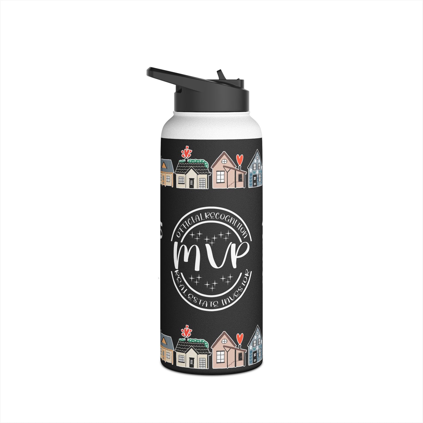 I can't Thank You Enough MVP Real Estate Investor Houses Stainless Steel Water Bottle, Standard Lid Thank You, Appreciation Gift for Private Money Lenders, Partners and Real Estate Investor Supporters