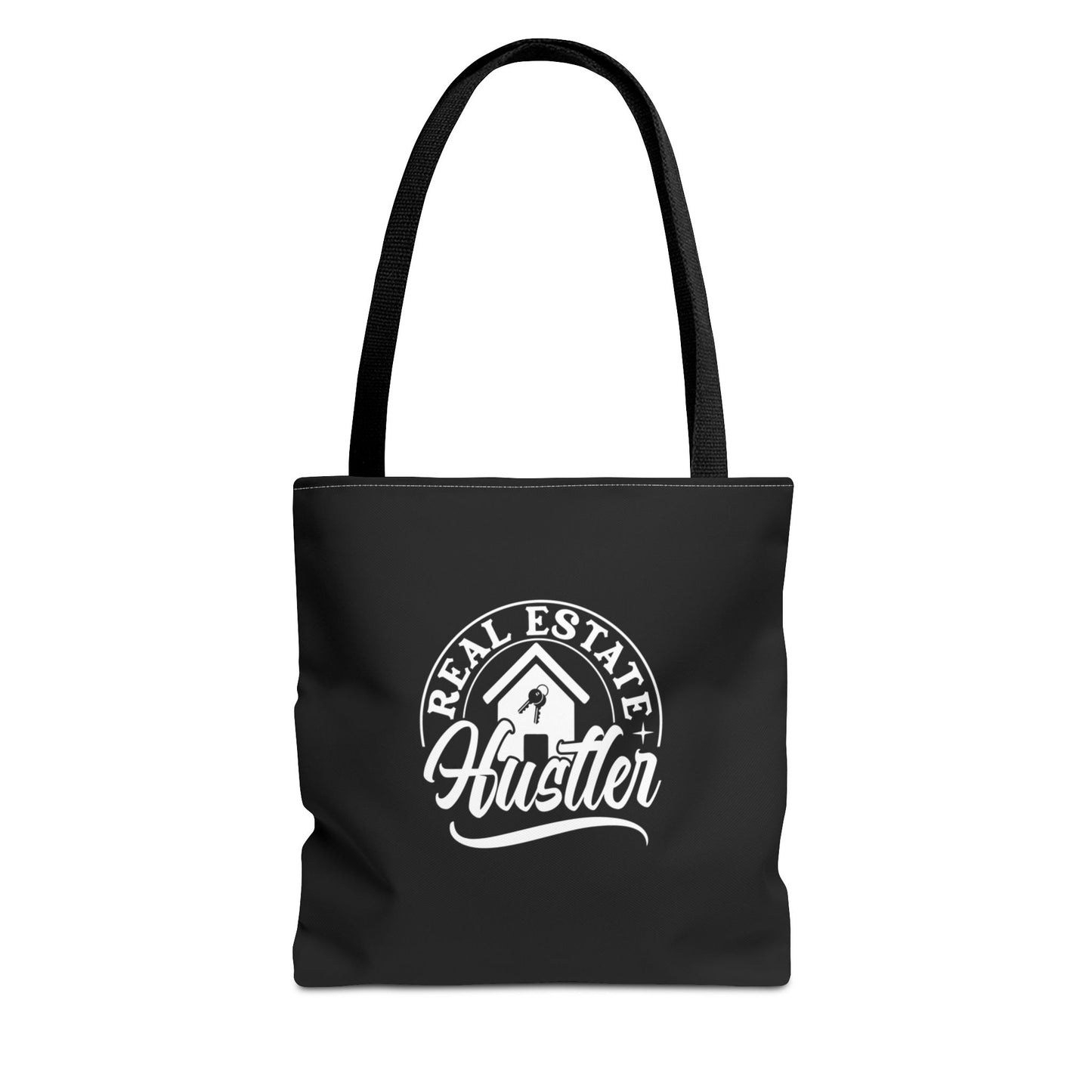 Real Estate Hustler Real Estate Investor Two-Sided Black Tote Bag with Custom Phone Number