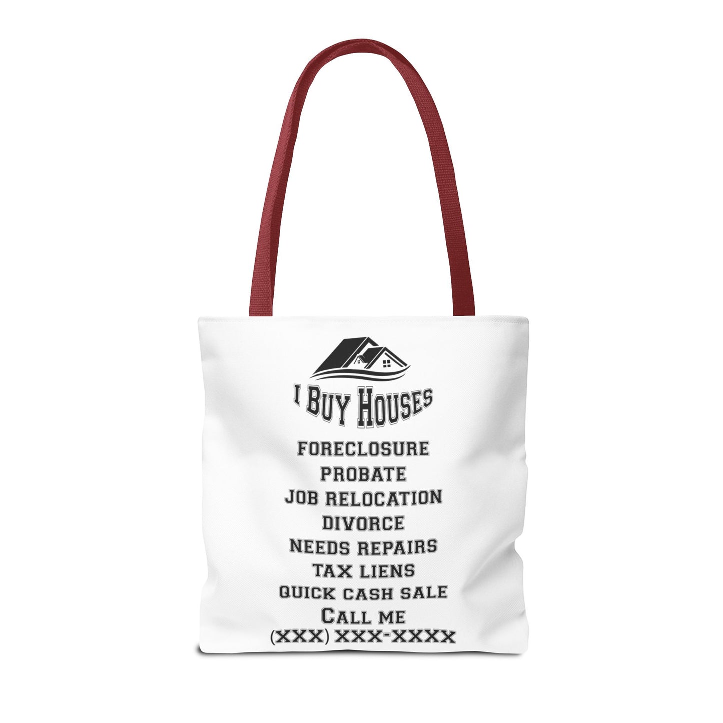 Local Five Star House Dealer Real Estate Investor Two-Sided White Tote Bag with Custom Phone Number